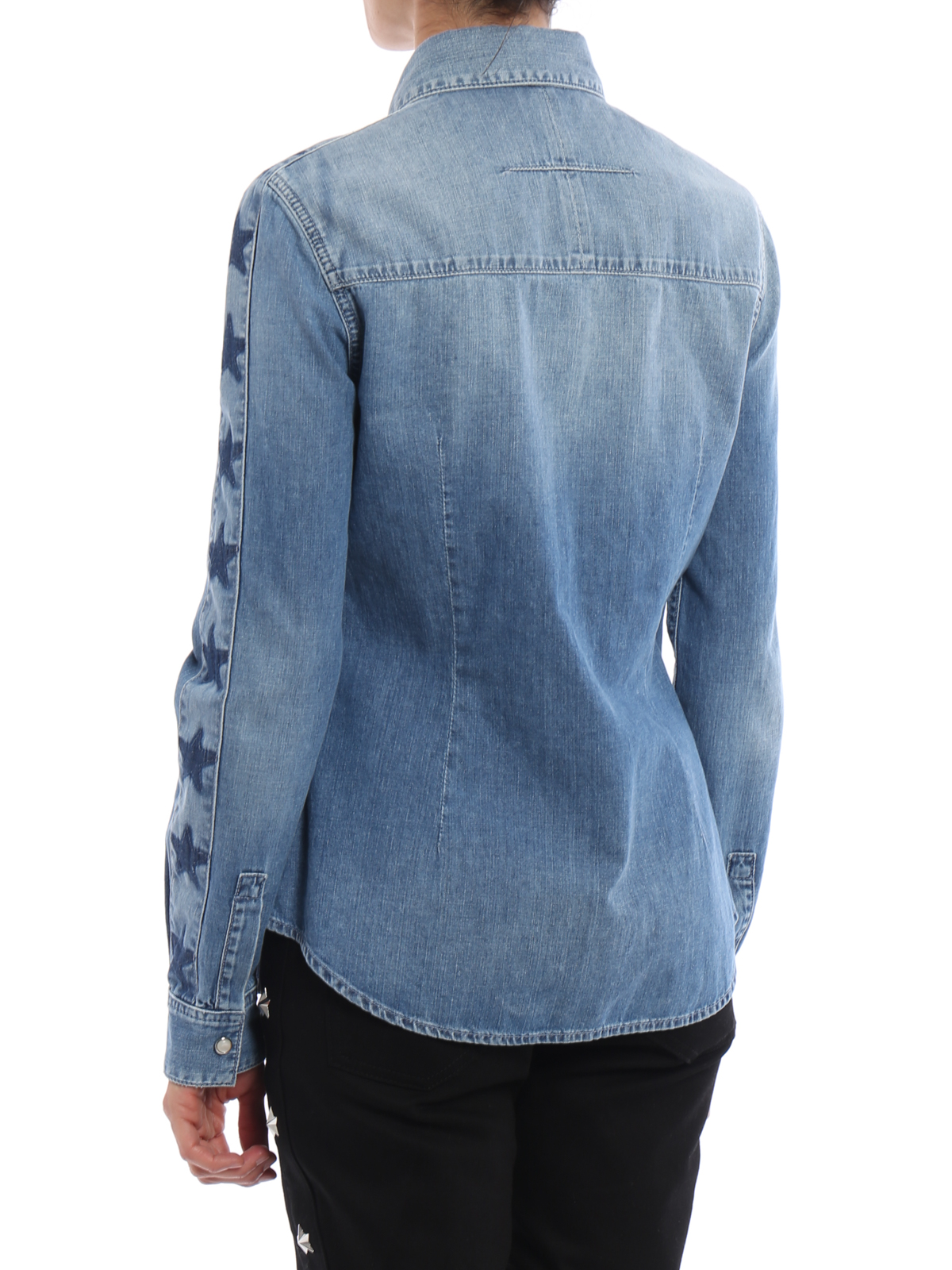 Givenchy Stars detail denim shirt - Light Wash|17A6504613452