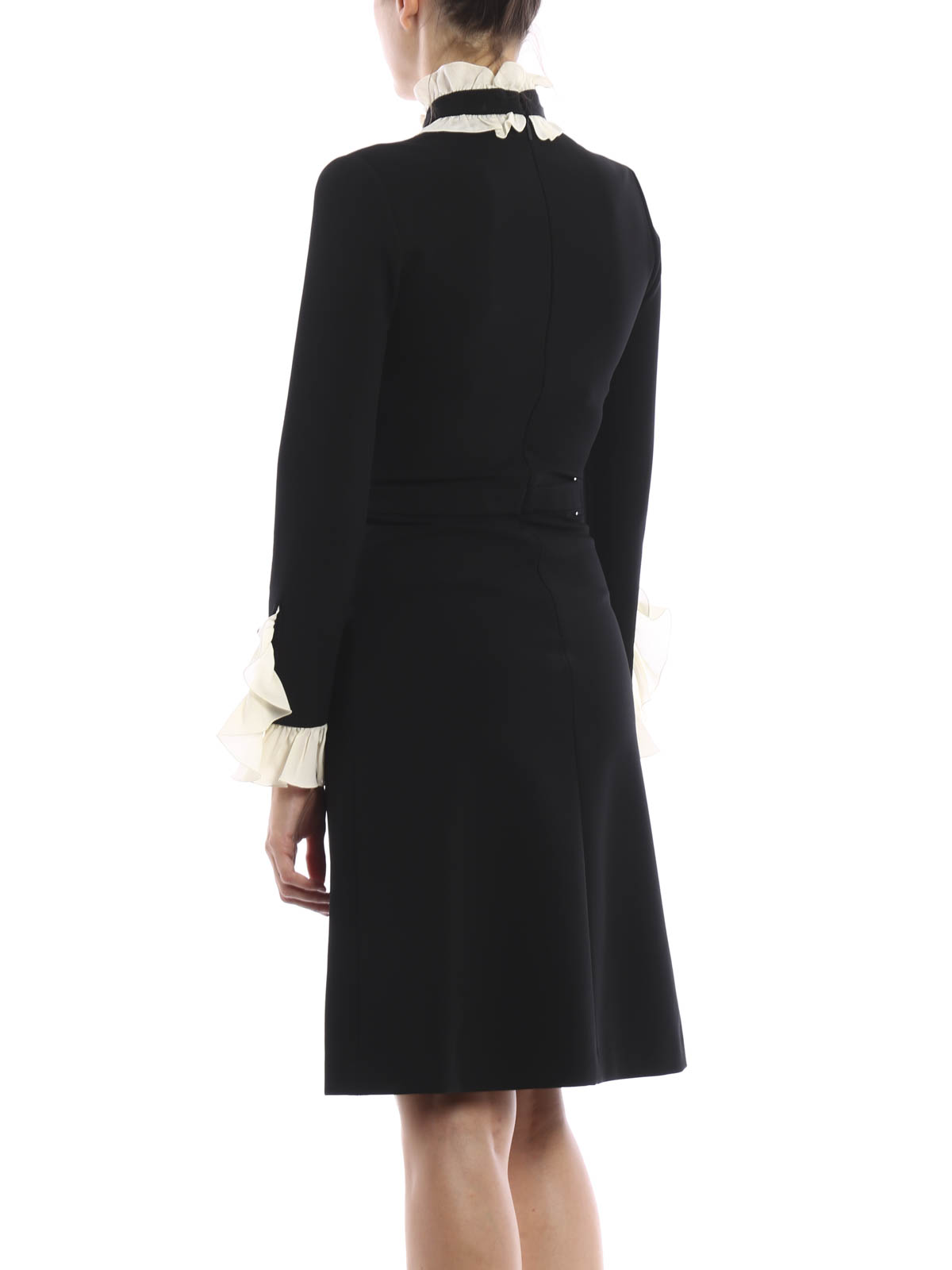 Gucci Contrasting ruffle crepe dress - Black | 434251X5C781960