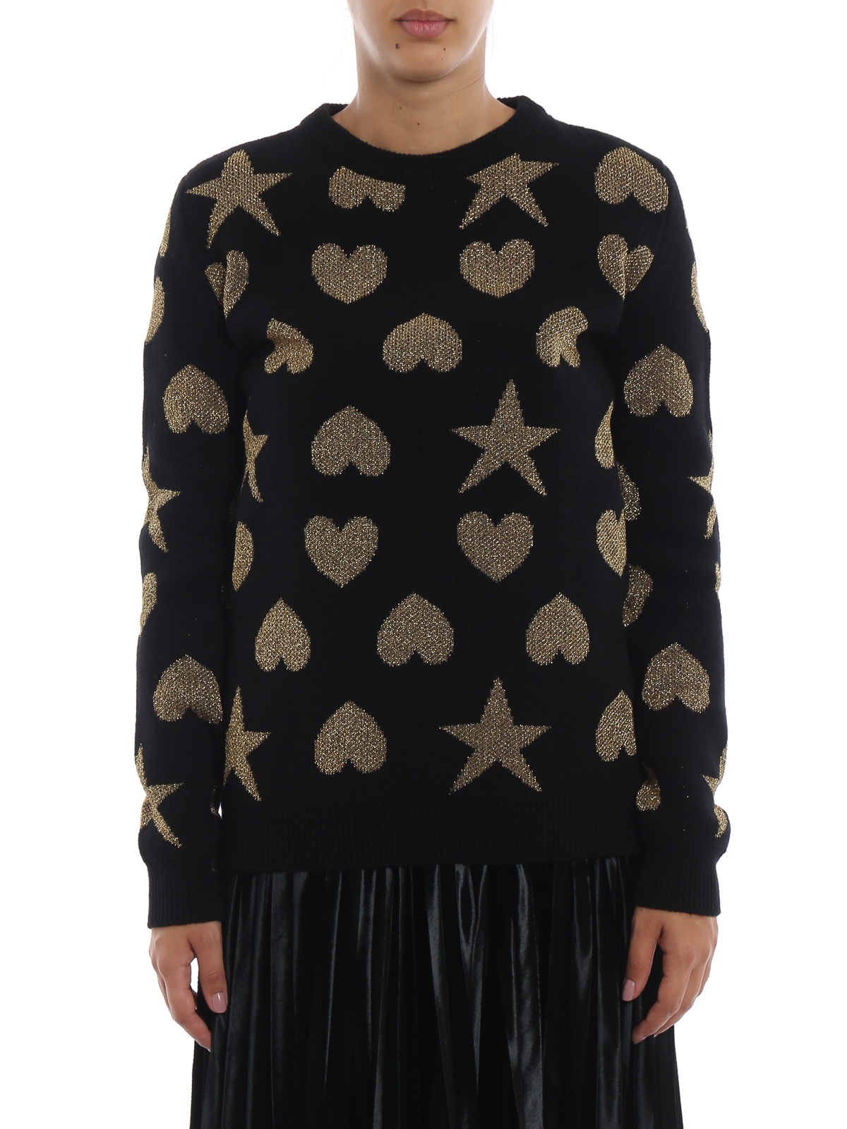 Crew necks Gucci Star and heart lurex jacquard wool sweater 543445X936B1815