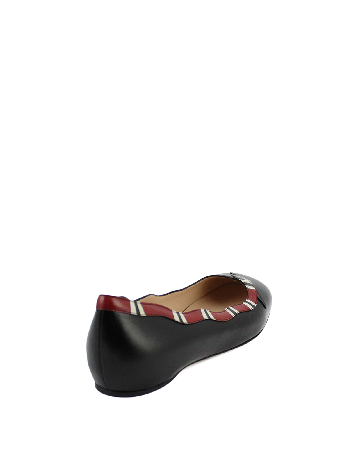 Gucci Kingsnake leather flat shoes Black 453401C9D101186