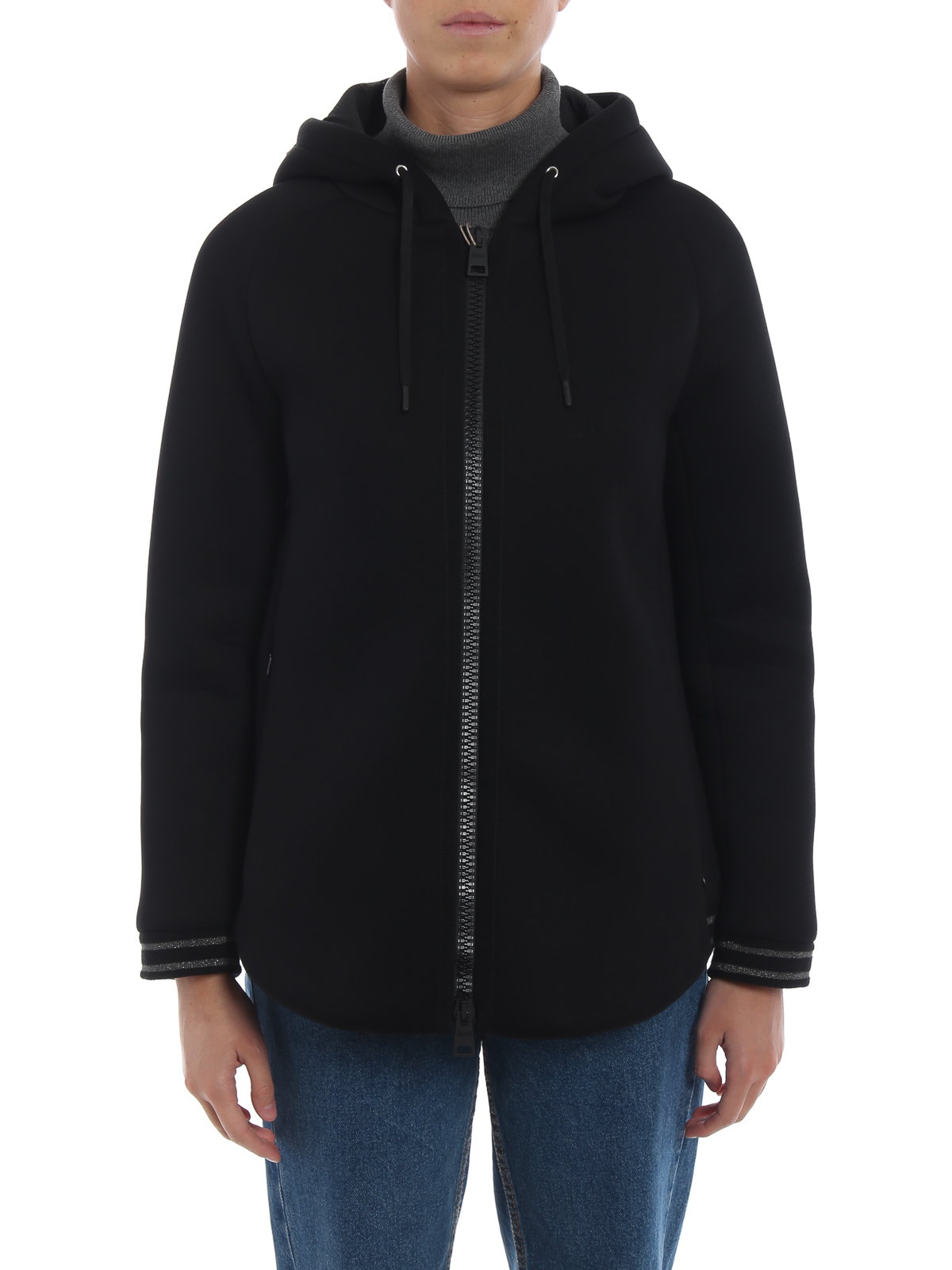 Flotar Percepción Gobernable Casual jackets Herno - Neoprene hooded jacket with rib-knitted edges -  GC007DR124009393