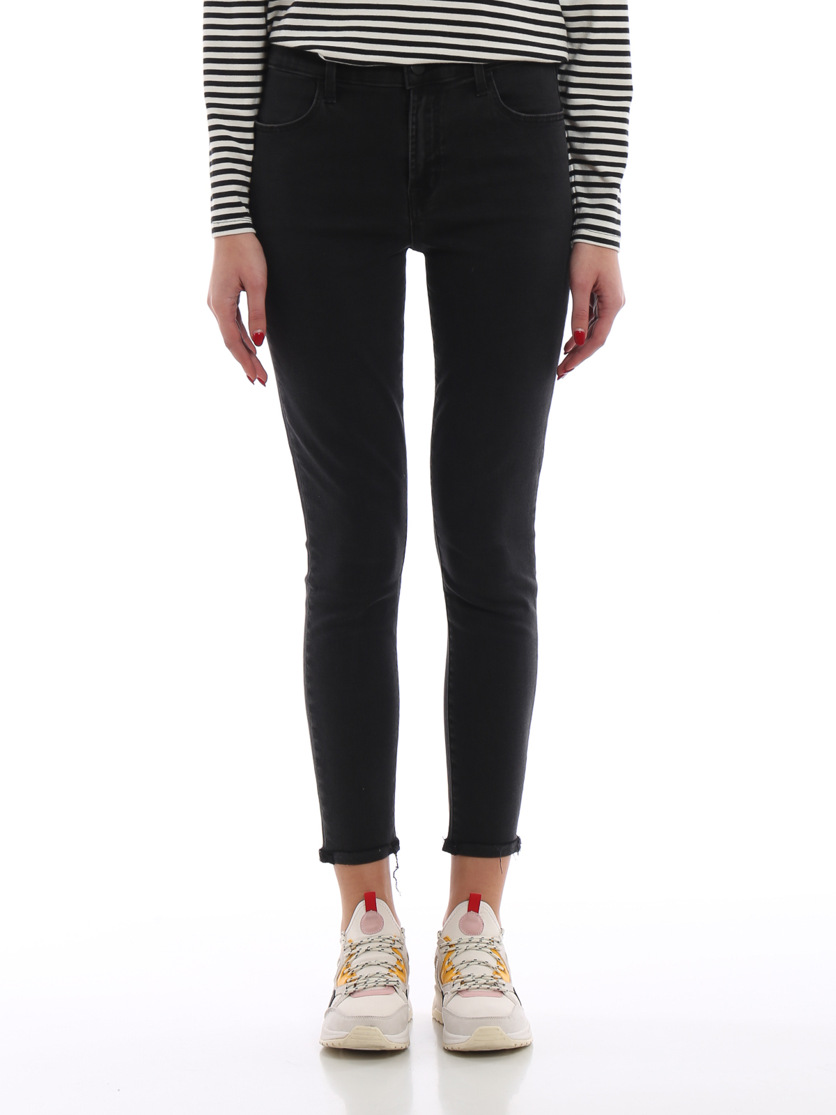 J Brand Women's Alana High Rise Cropped Skinny Jeans in Fix Up Destruct Blue Size 29