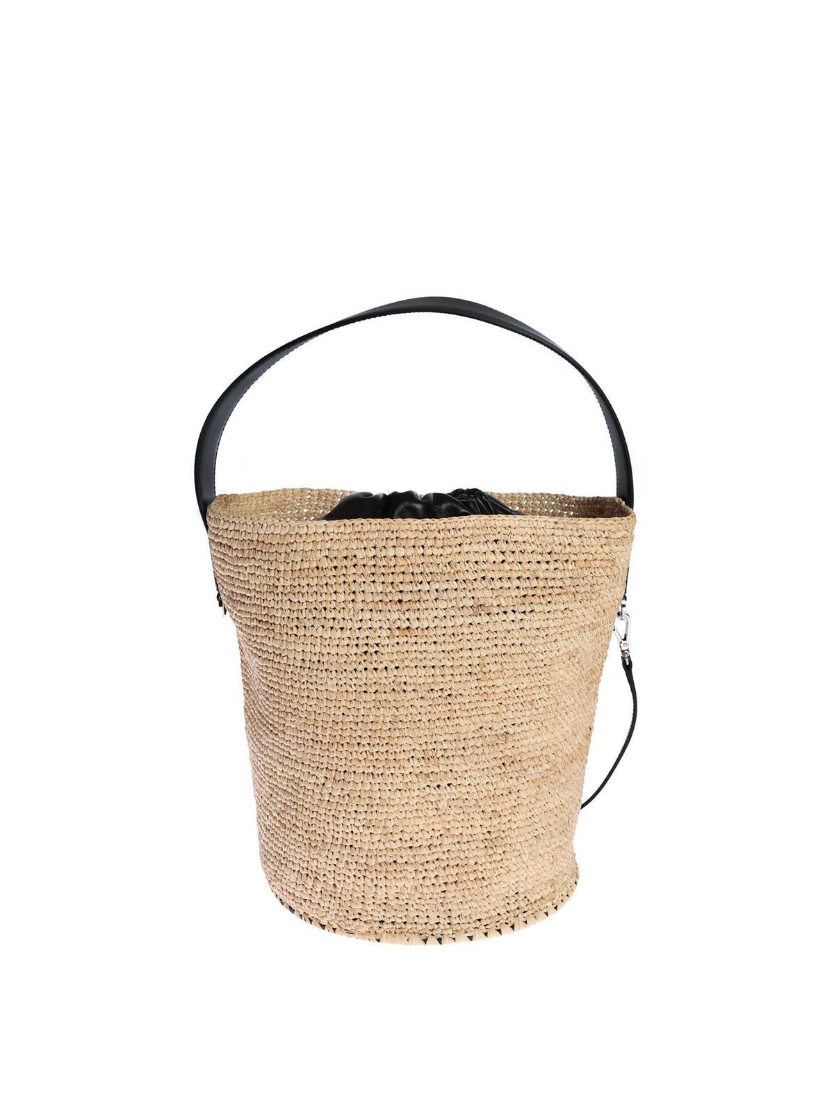 Bucket bags Jil Sander - Raffia bucket bag with leather lining