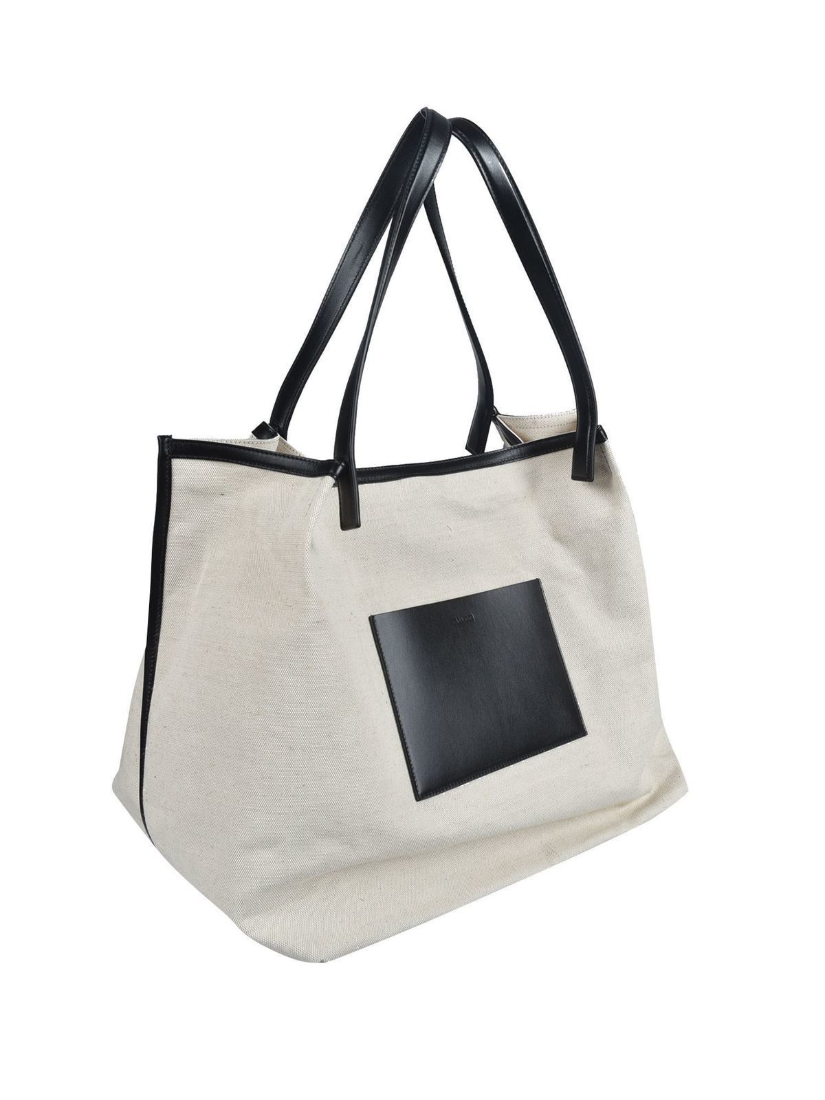 Jil Sander Large shopper bag in white and black
