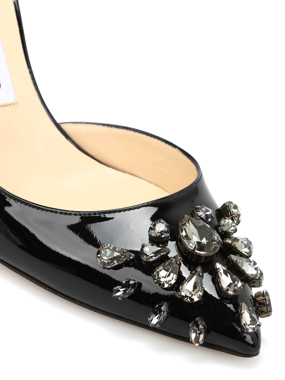 Jimmy Choo Lucy 85 embellished patent pumps - Black|LUCY85BRO
