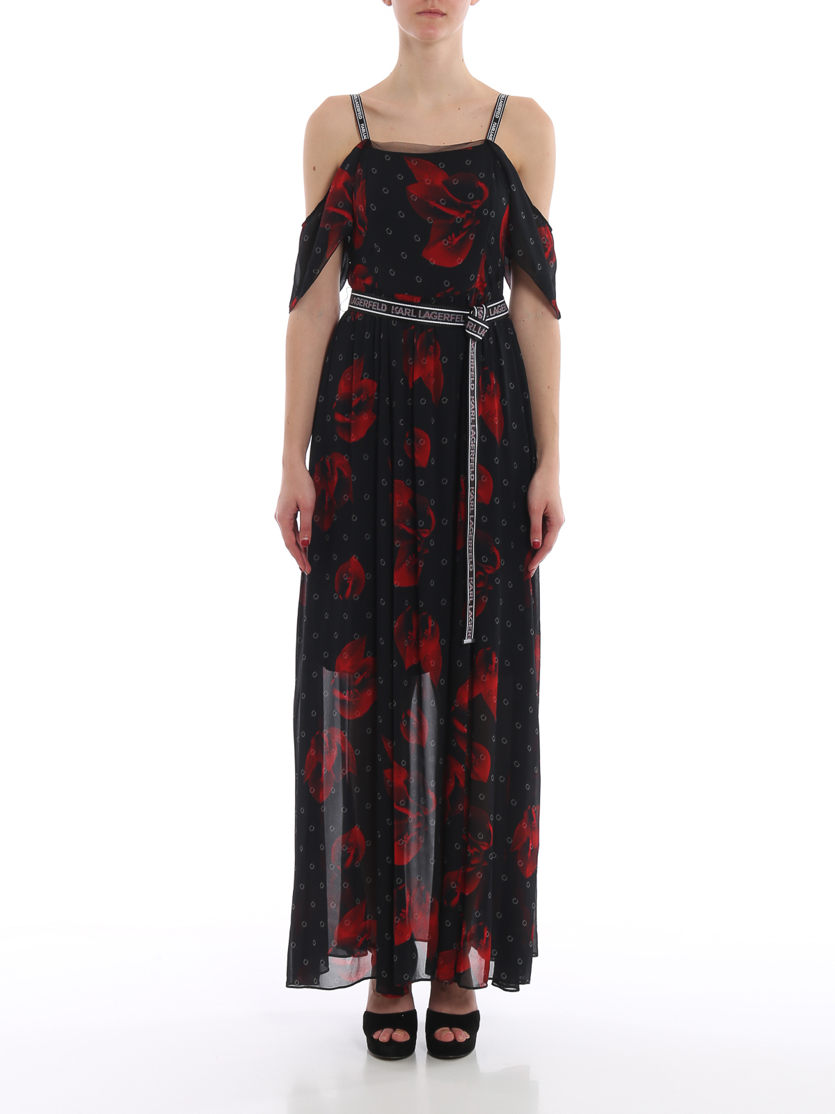 Karl Lagerfeld Cut-out details flower print maxi dress|91KW1314