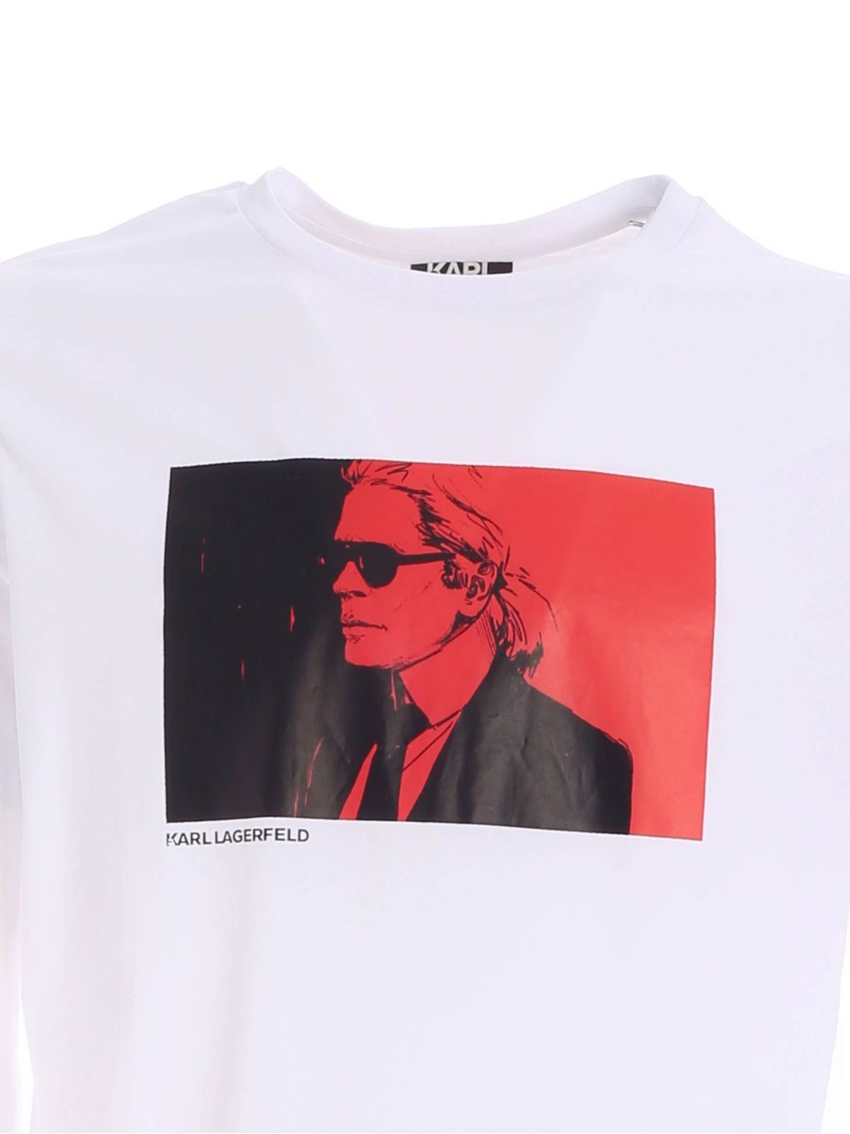 Shop Karl Lagerfeld Bicolor Print T-shirt In White