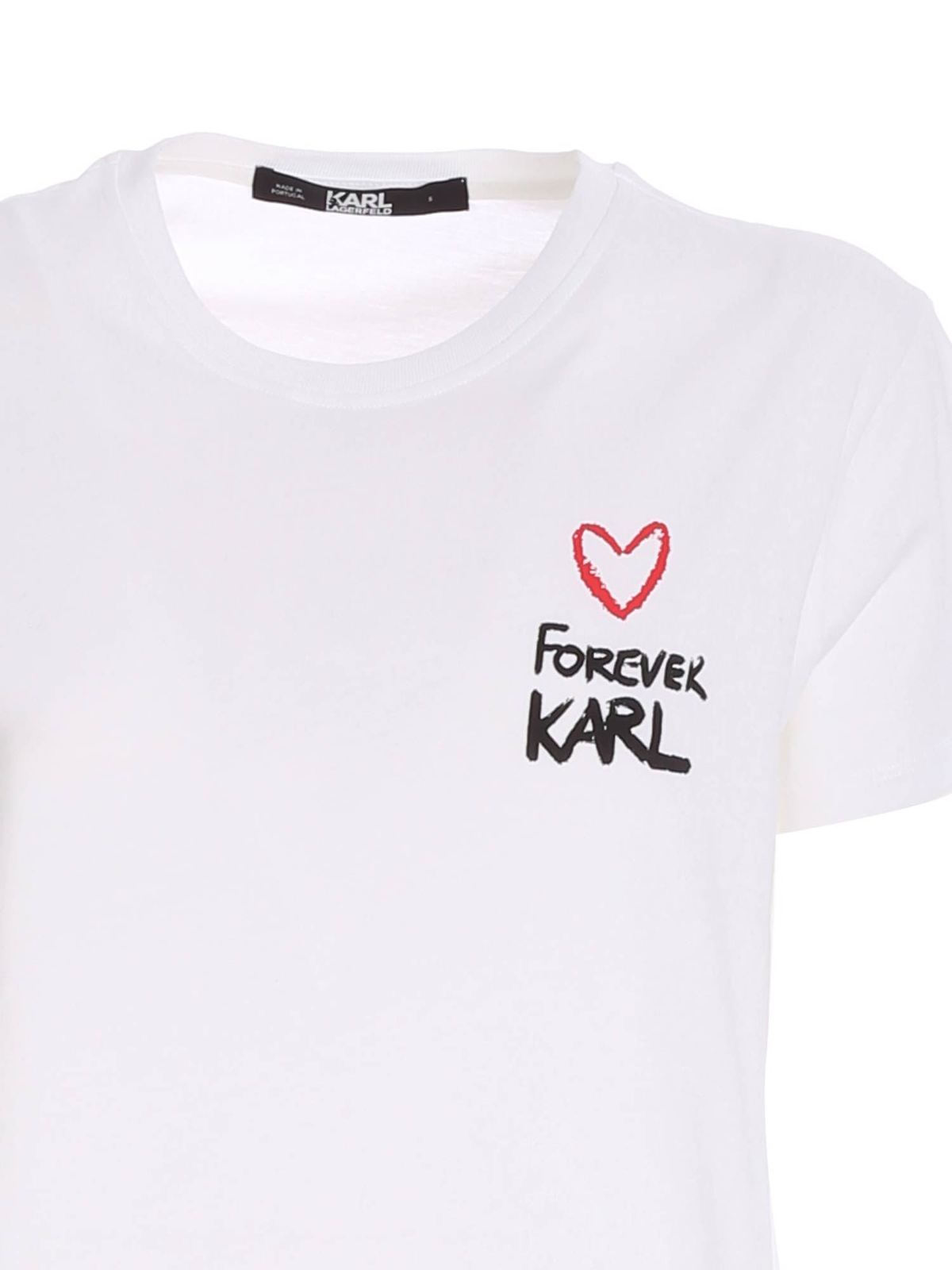 Shop Karl Lagerfeld Contrasting Print T-shirt In White