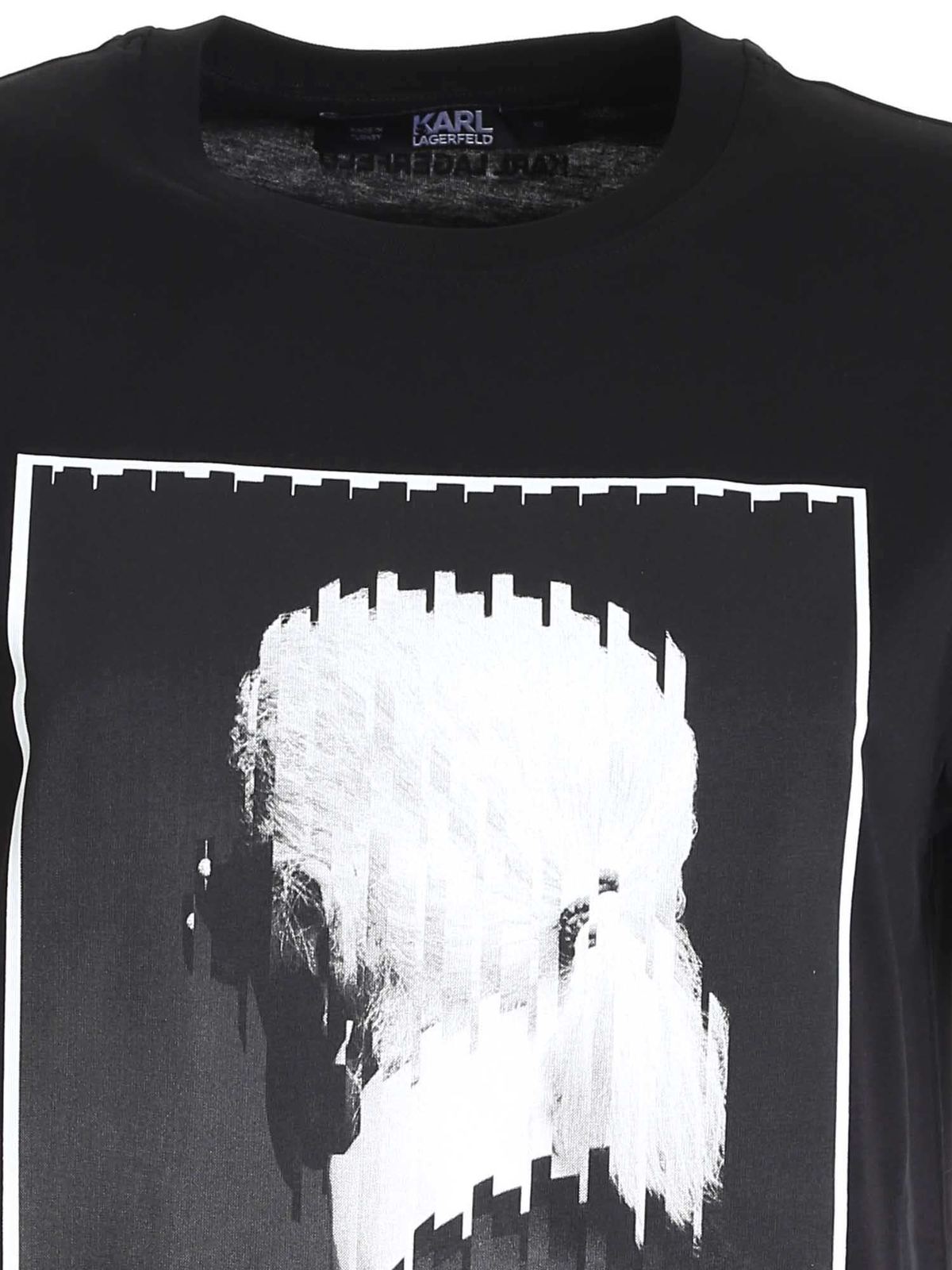 Shop Karl Lagerfeld Karl Legend Black T-shirt With White And Blac