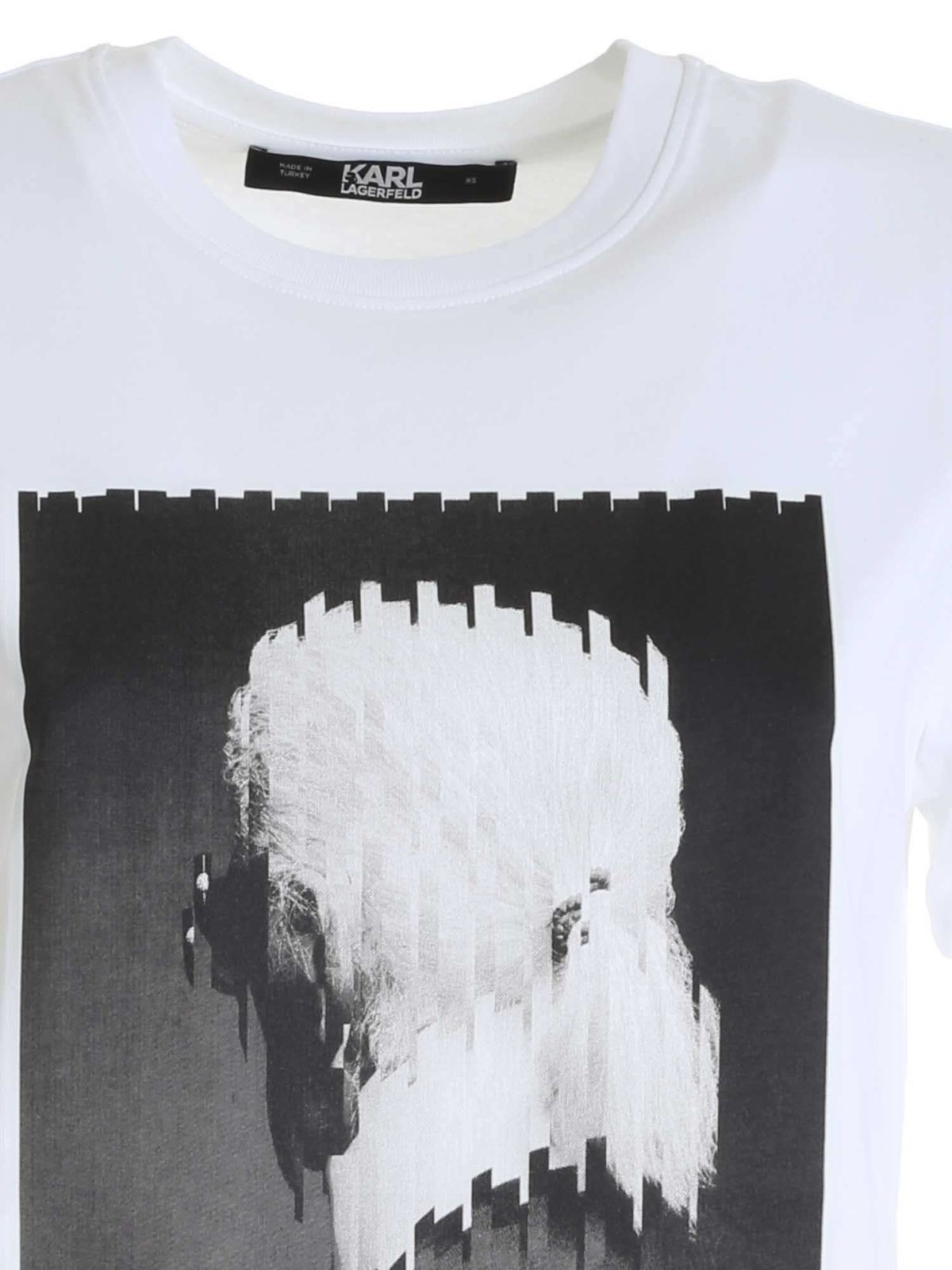 Shop Karl Lagerfeld Karl Legend White T-shirt With Black And Whit