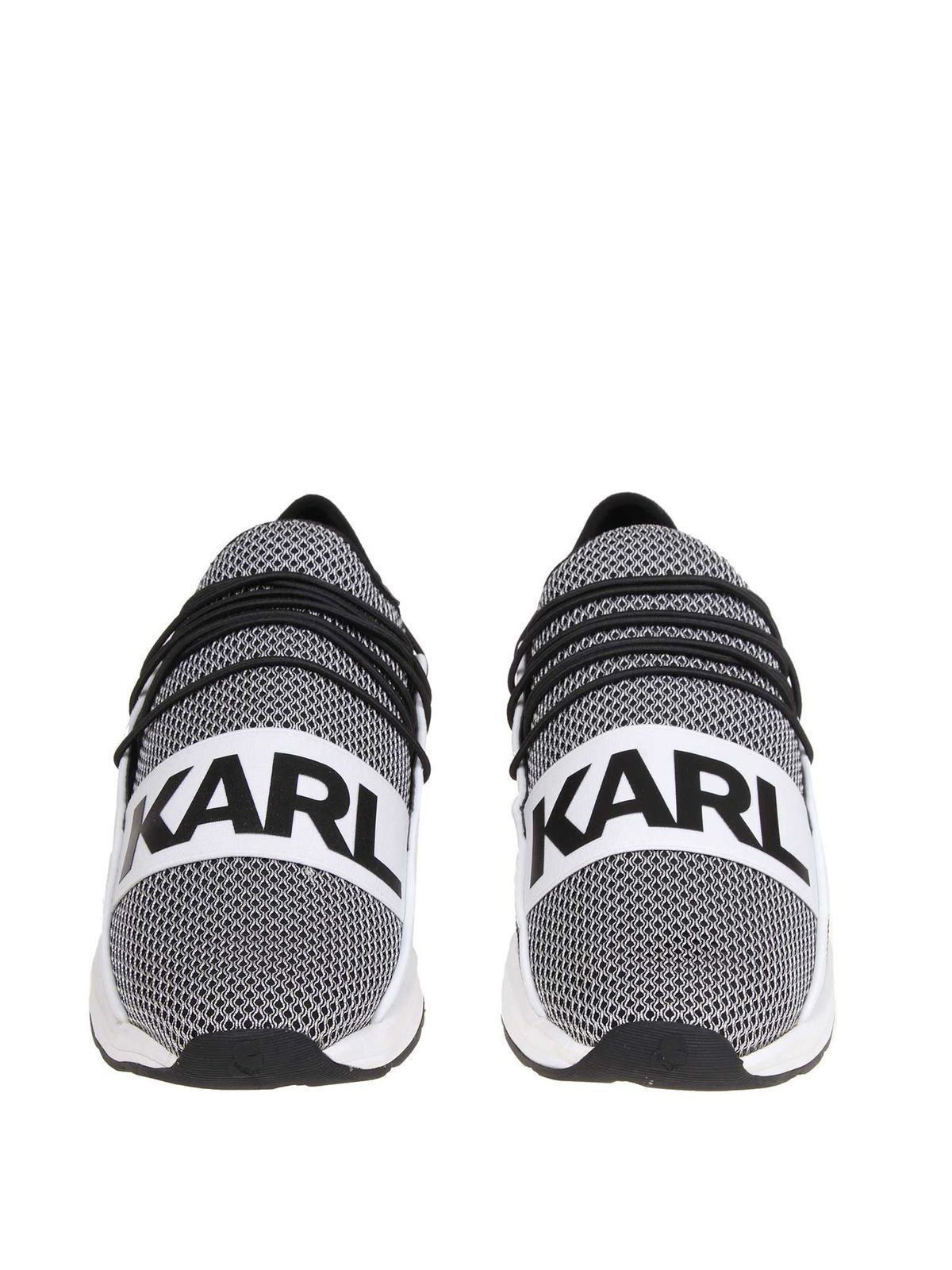 Shop Karl Lagerfeld Fabric Sneakers With Logo In Black