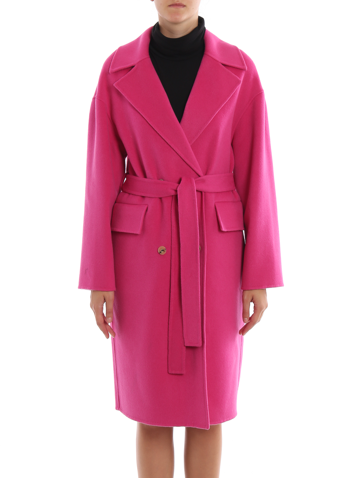 Knee length coats Kenzo Cashmere blend belted cocoon coat