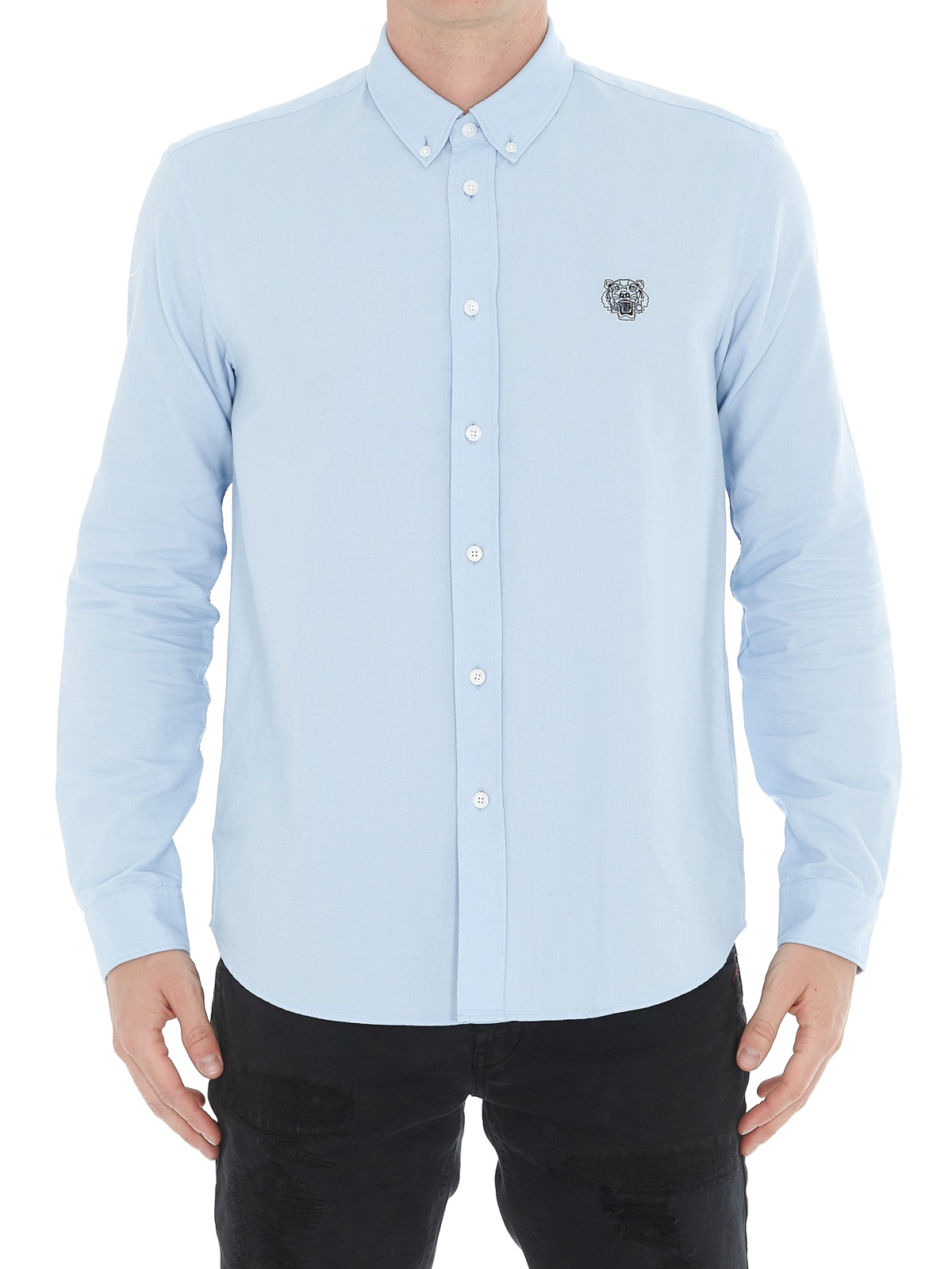 Shirts Kenzo - Tiger embroidery light blue shirt - 5CH4001LD63