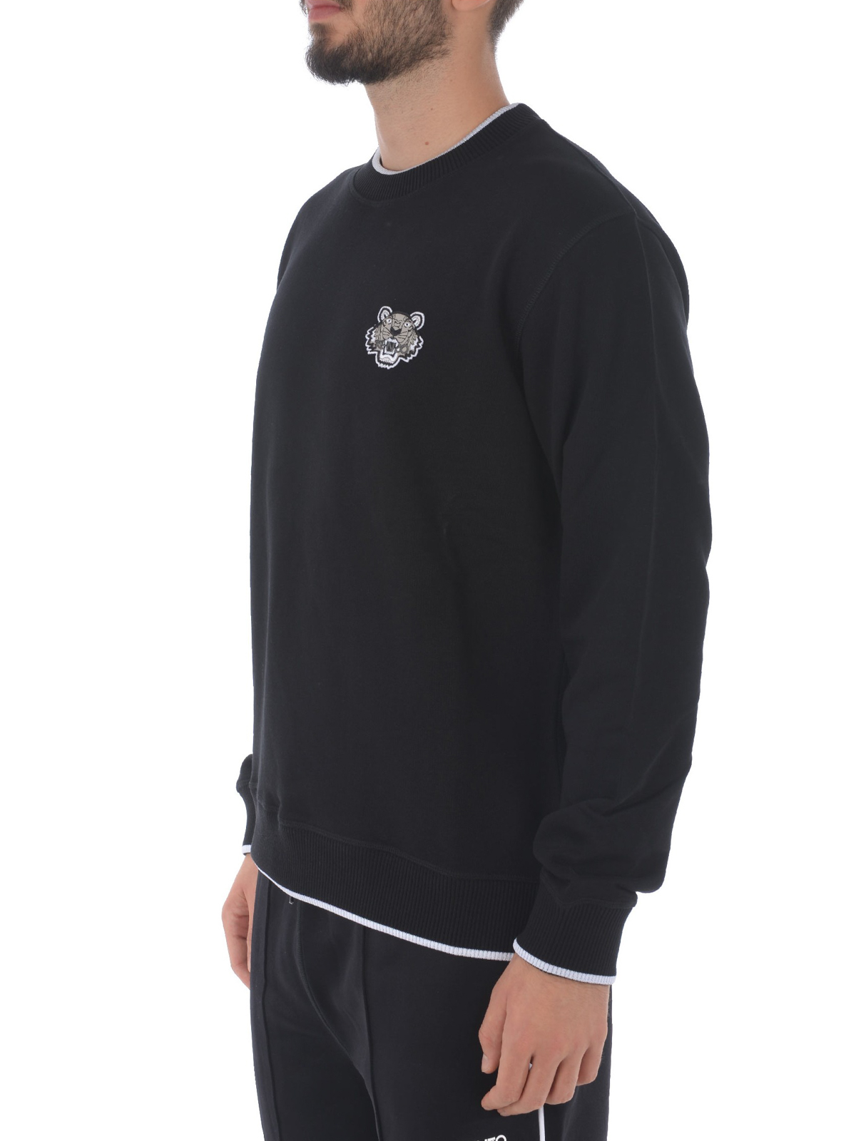 Kenzo Tiger contrasting piping sweatshirt Black F005SW0054MD99