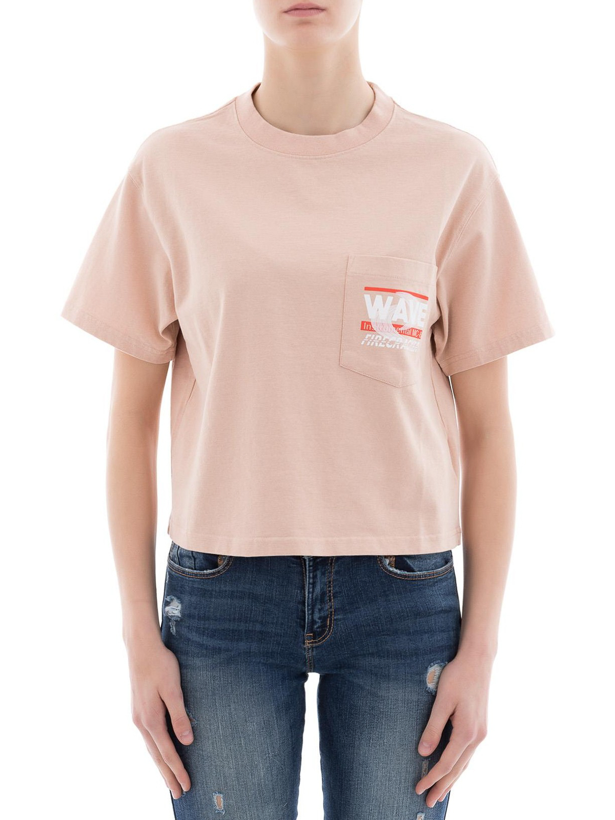 T shirts Kenzo Wave print cotton crop T shirt F852TO77498509