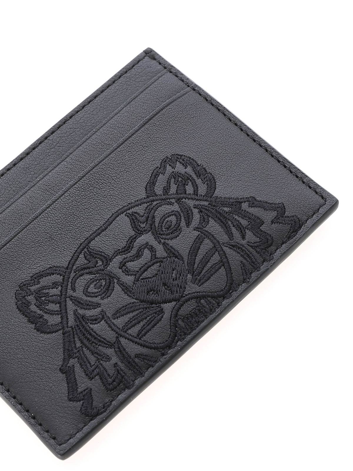 Kenzo Tiger embroidery card holder in black - Black
