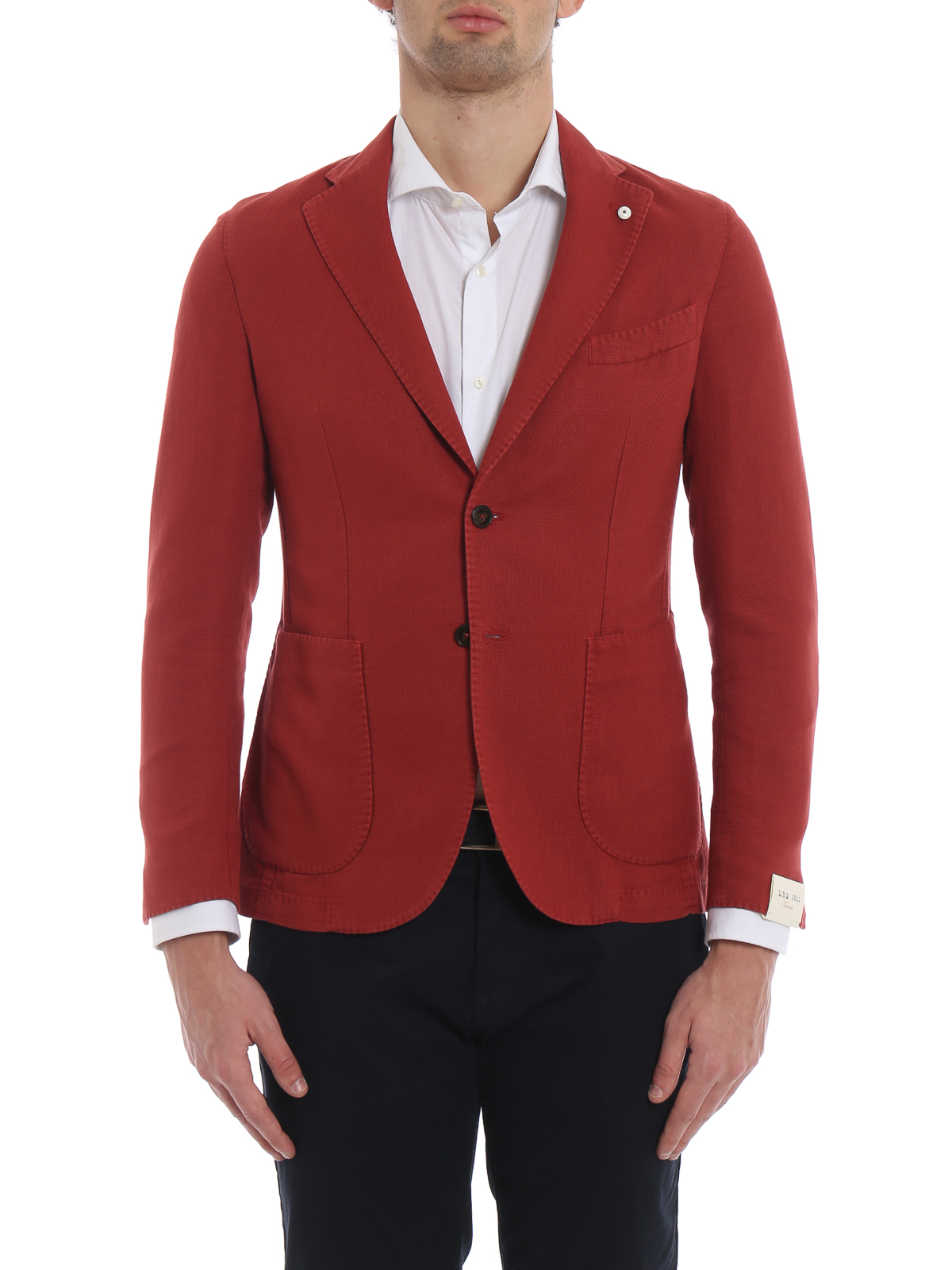 Giacche blazer L.B.M 1911 - Giacca rossa in misto lino e cotone