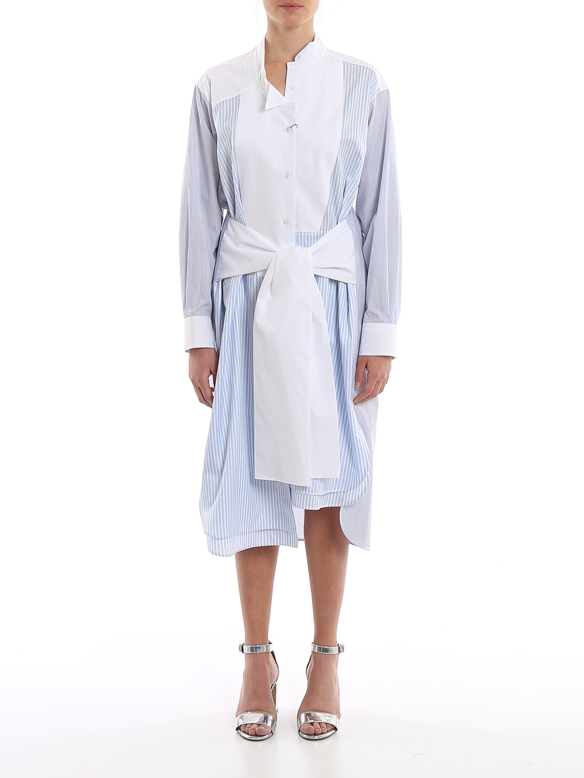 Loewe Striped asymmetric shirt dress - Light Blue | S2106292GA5102 