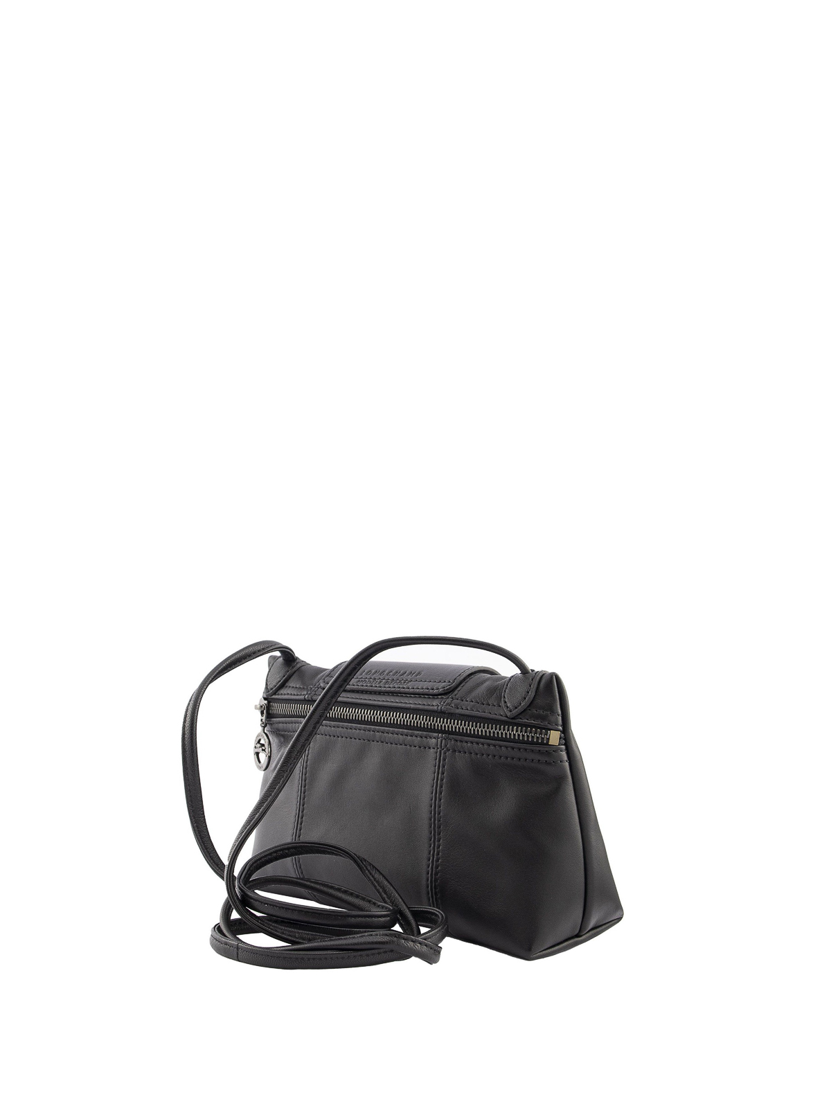 Longchamp Black Le Pliage Cuir Crossbody Bag