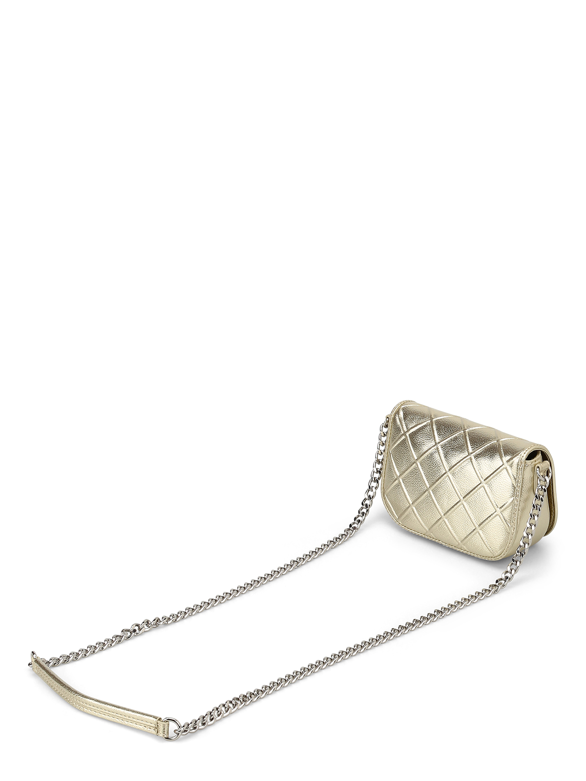 Gold Metallic Quilted Chain Cross Body Bag