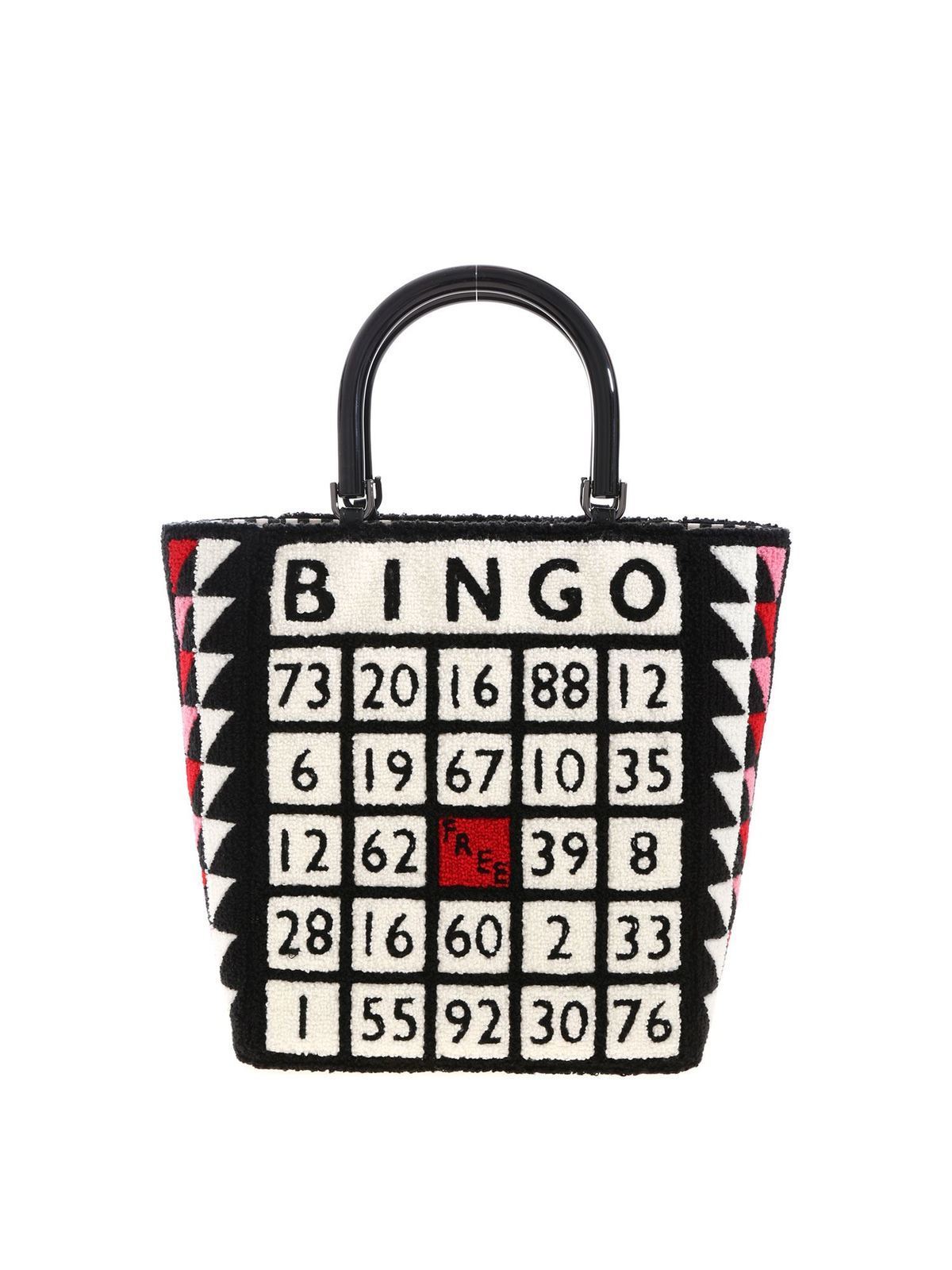 Shop Lulu Guinness Bibi Bingo Hand Bag In Black And White In Negro