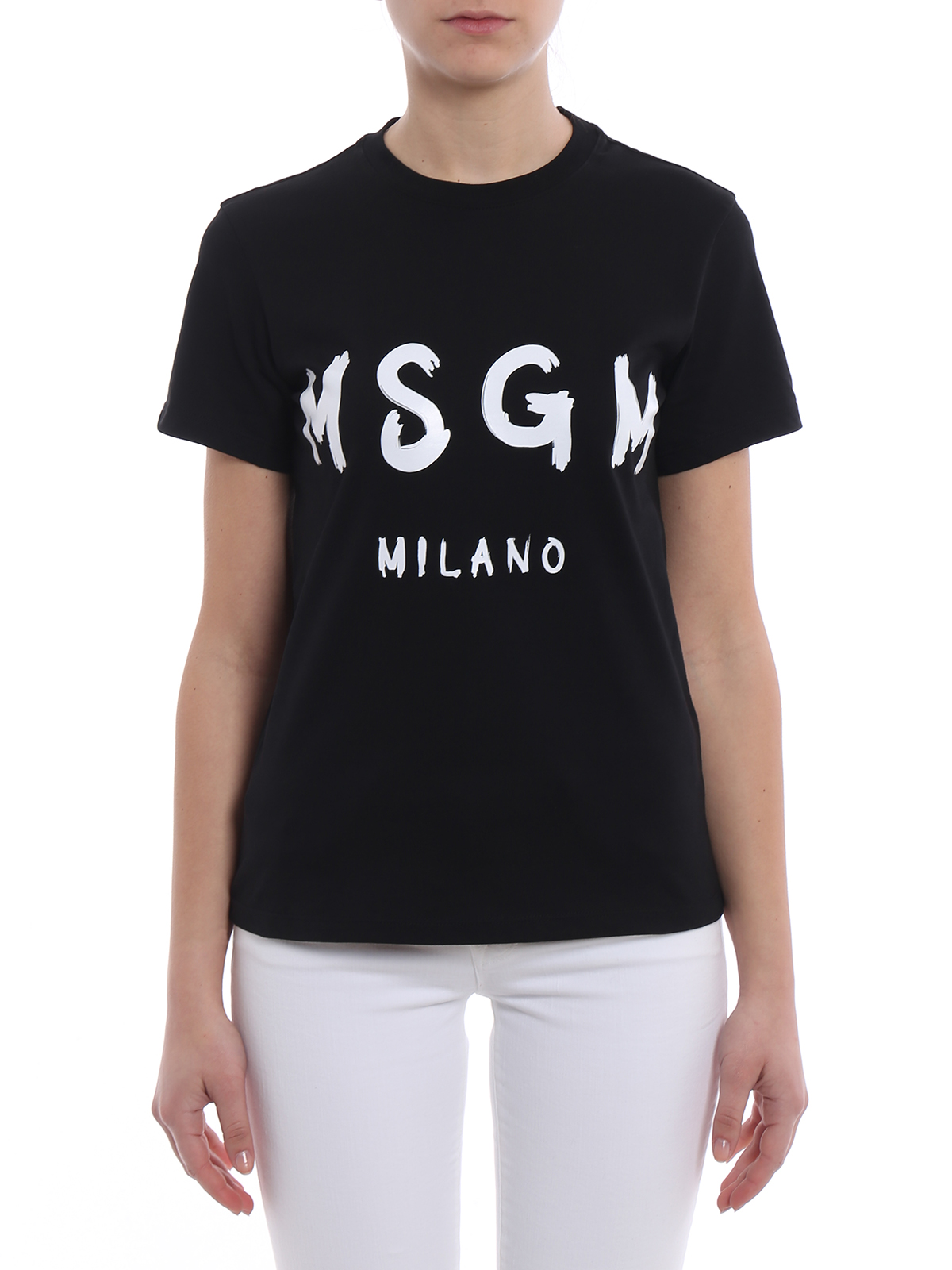 T-shirts M.S.G.M. - Brush stroke logo black T-shirt