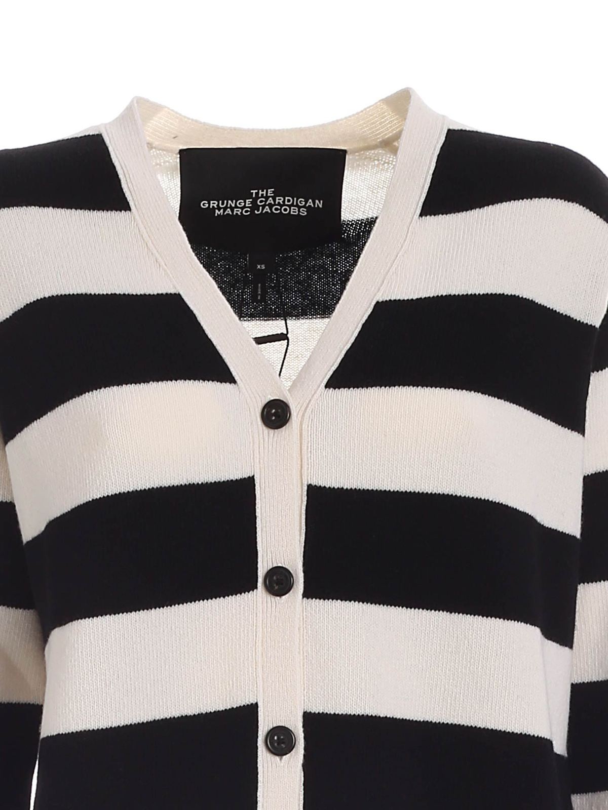 Shop Marc Jacobs Striped Wool Cardigan In Blanco