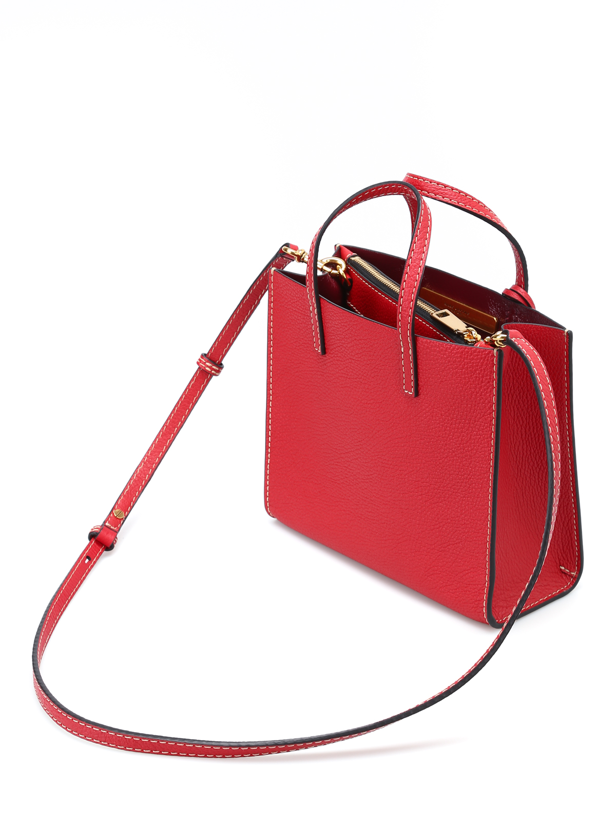 Cross body bags Marc Jacobs - Mini Grind red pebble leather bag
