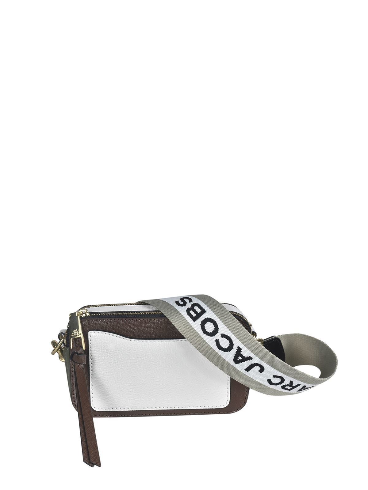 Marc Jacobs The Logo Strap Snapshot Shoulder Bag - brown/white