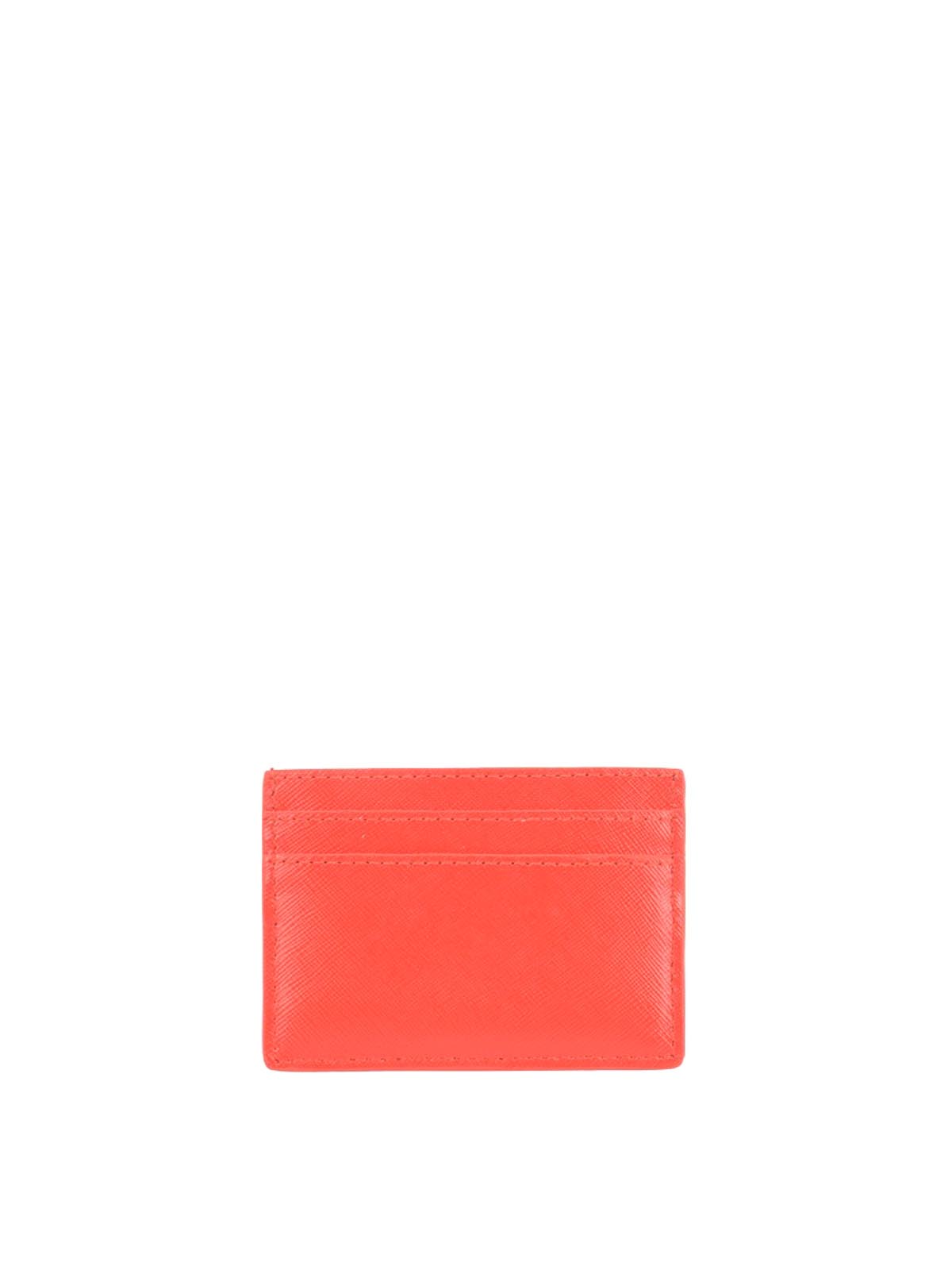 Marc Jacobs Logo Leather Card Case in Red