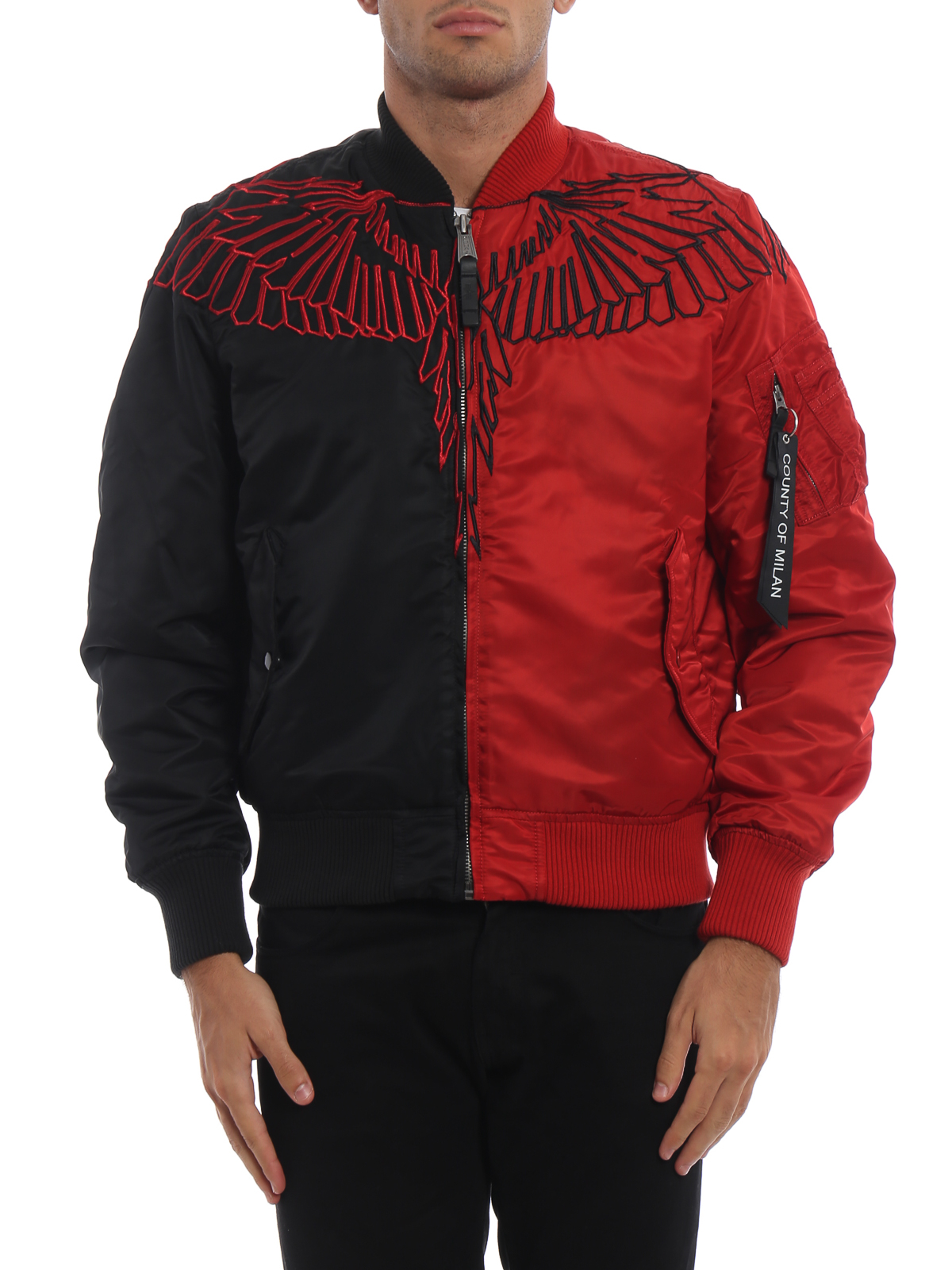 Bombers Marcelo Burlon - Wings Alpha Ma-1 black and red bomber