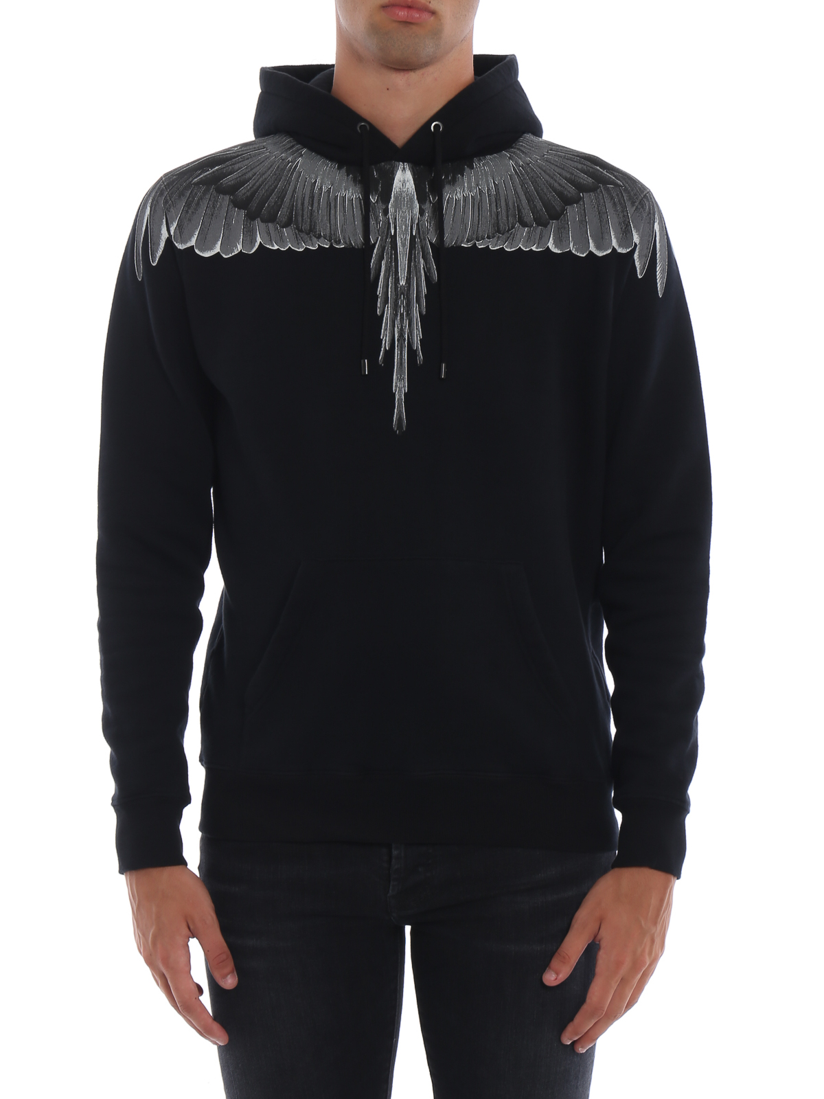 Sweatshirts & Sweaters Marcelo Burlon - Wings faded print black cotton hoodie -