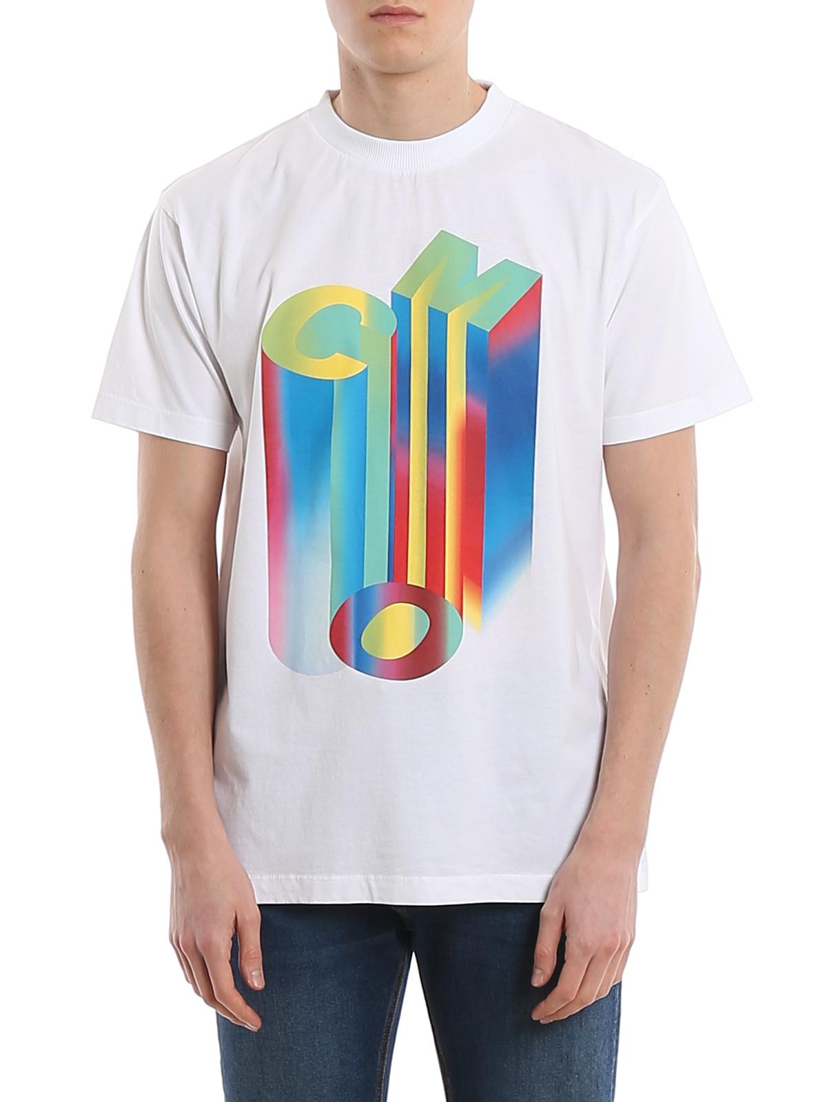 T-shirts Burlon County Of Milan Com multicolour print white T- shirt - CMAA018R20JER0150155