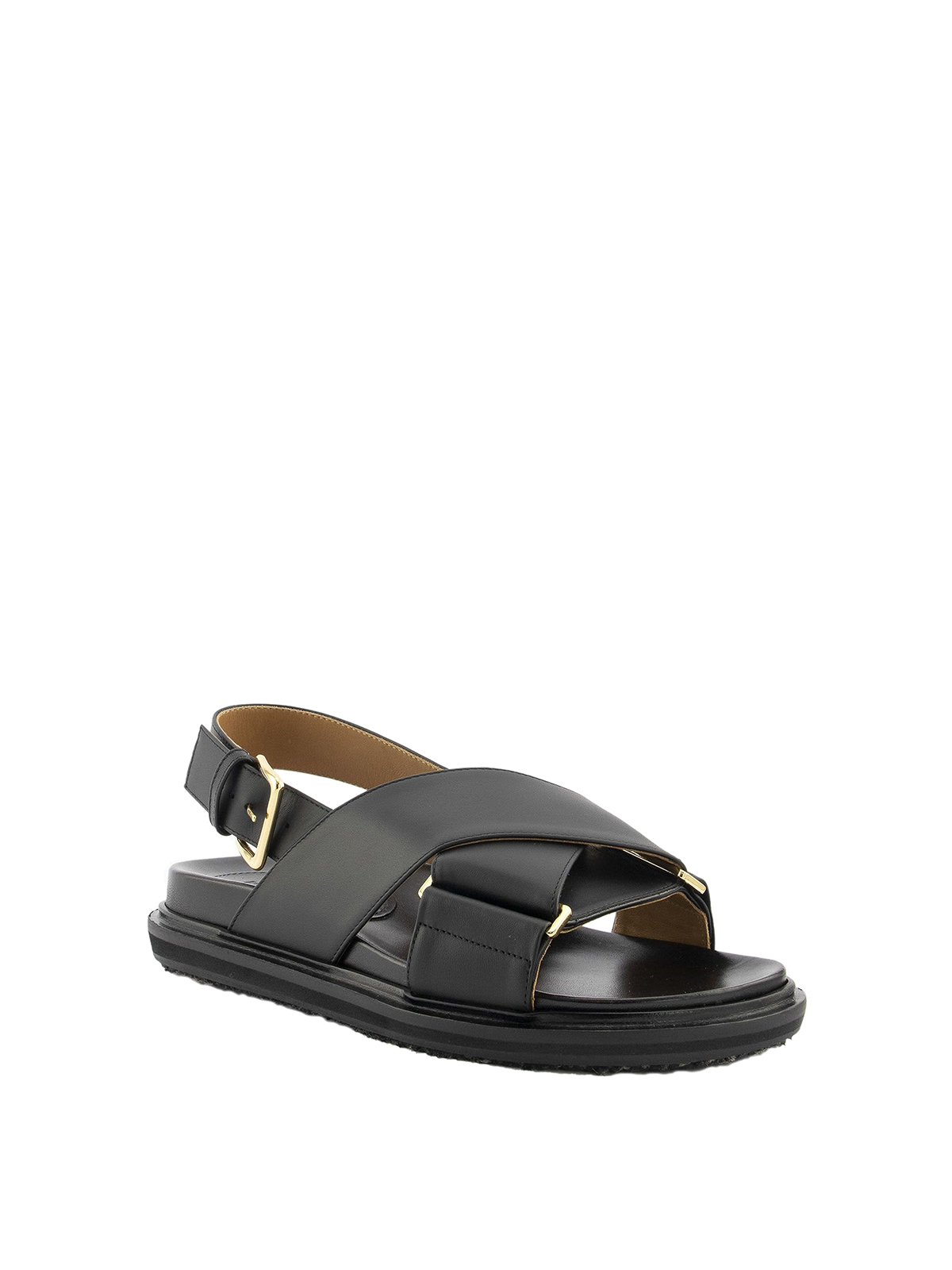 Marni leather sandals Fussbett Shoe women's black color | buy on PRM
