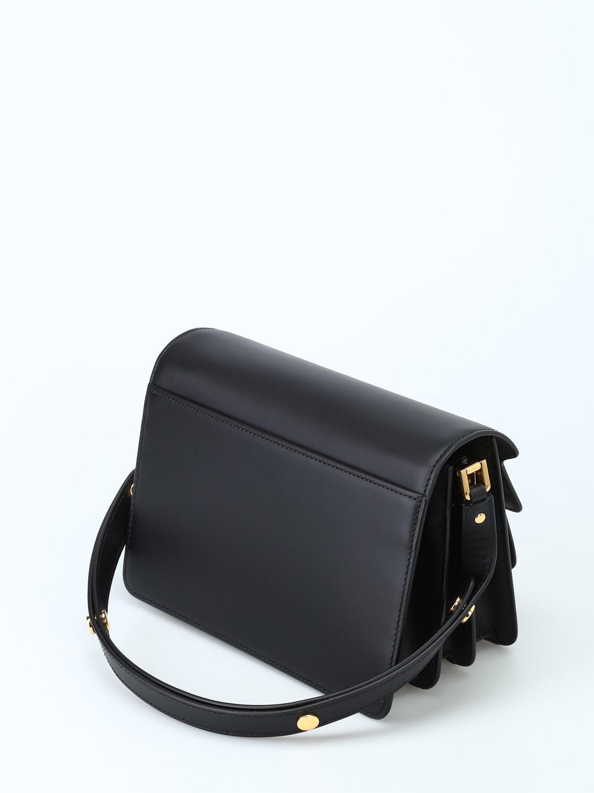 Marni Mini Soft Trunk Smooth Leather Bag in Black