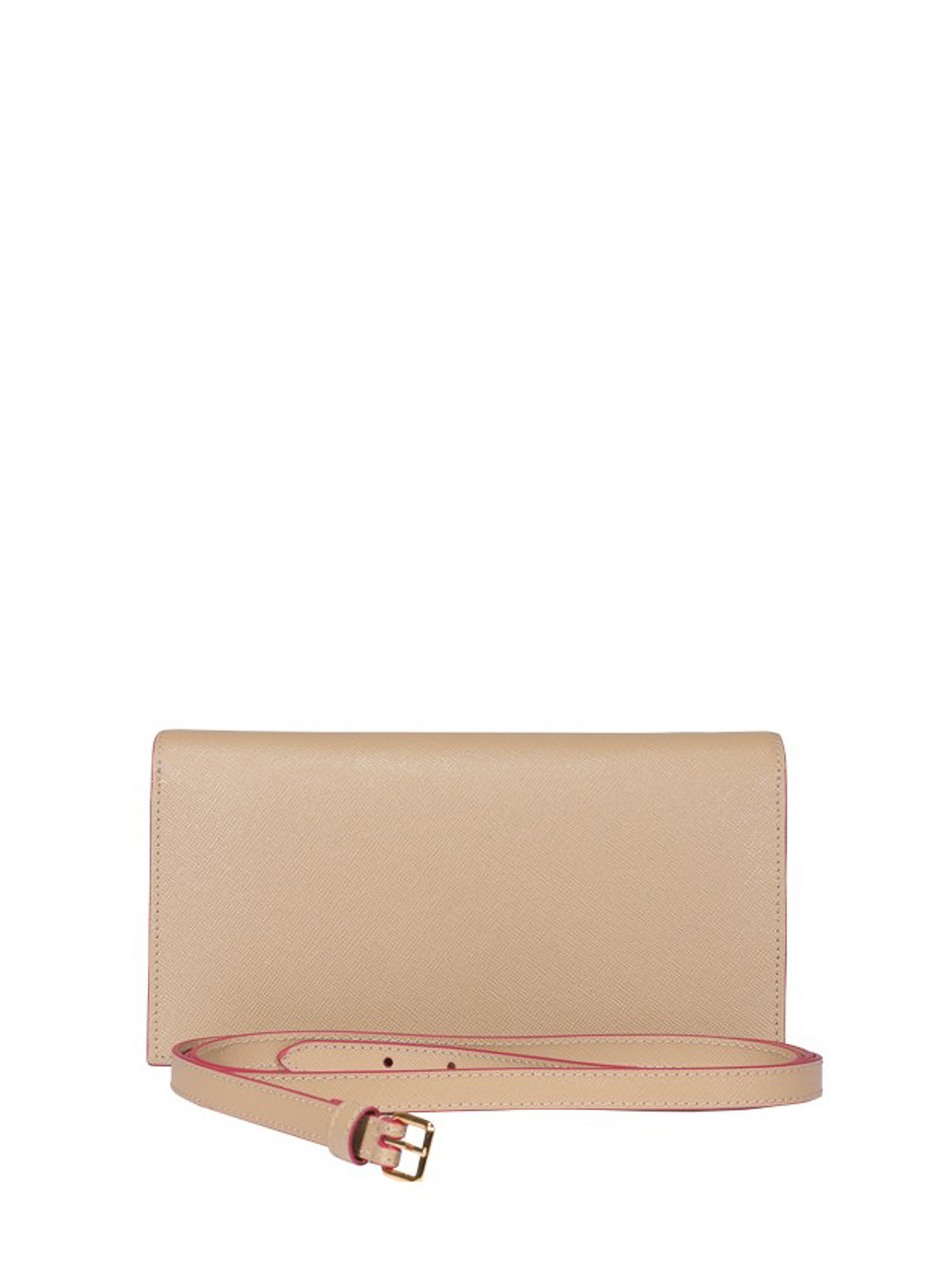 Saffiano leather wallet with shoulder strap