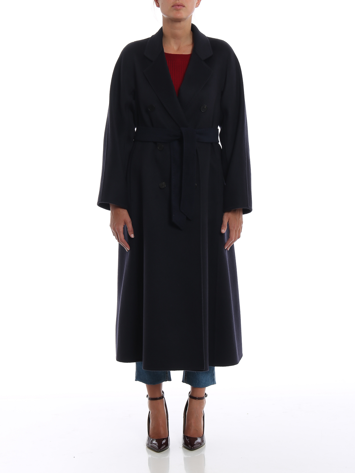 hardop vaardigheid Geplooid Long coats Max Mara - Bondone blue cashmere coat - 10160189000008