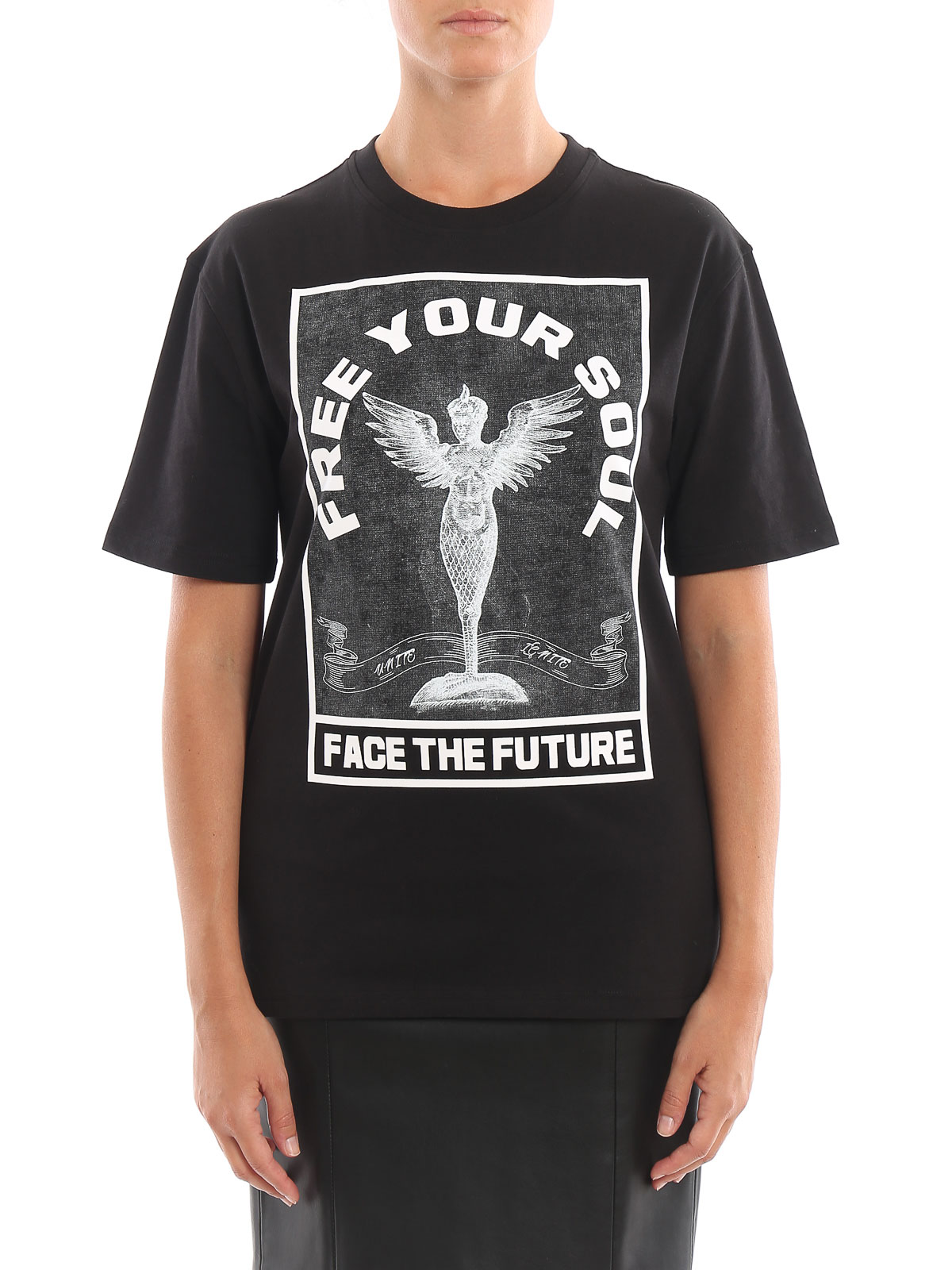 Shop Mcq By Alexander Mcqueen Camiseta - Free Your Soul In Black