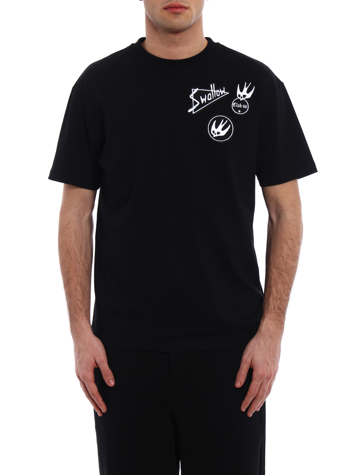 Mcq Skater Swallow Badge cotton T-shirt - Black|291571RKT061000