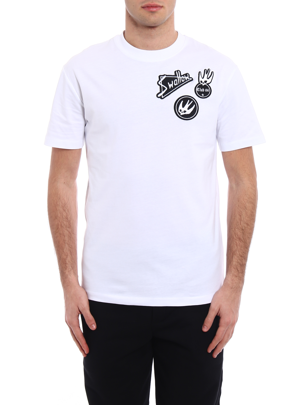 Alexander McQueen McQ T-Shirt Embroidered Swallow White & Black Alexander McQueen McQ T-Shirt Embroidered Swallow White & Black