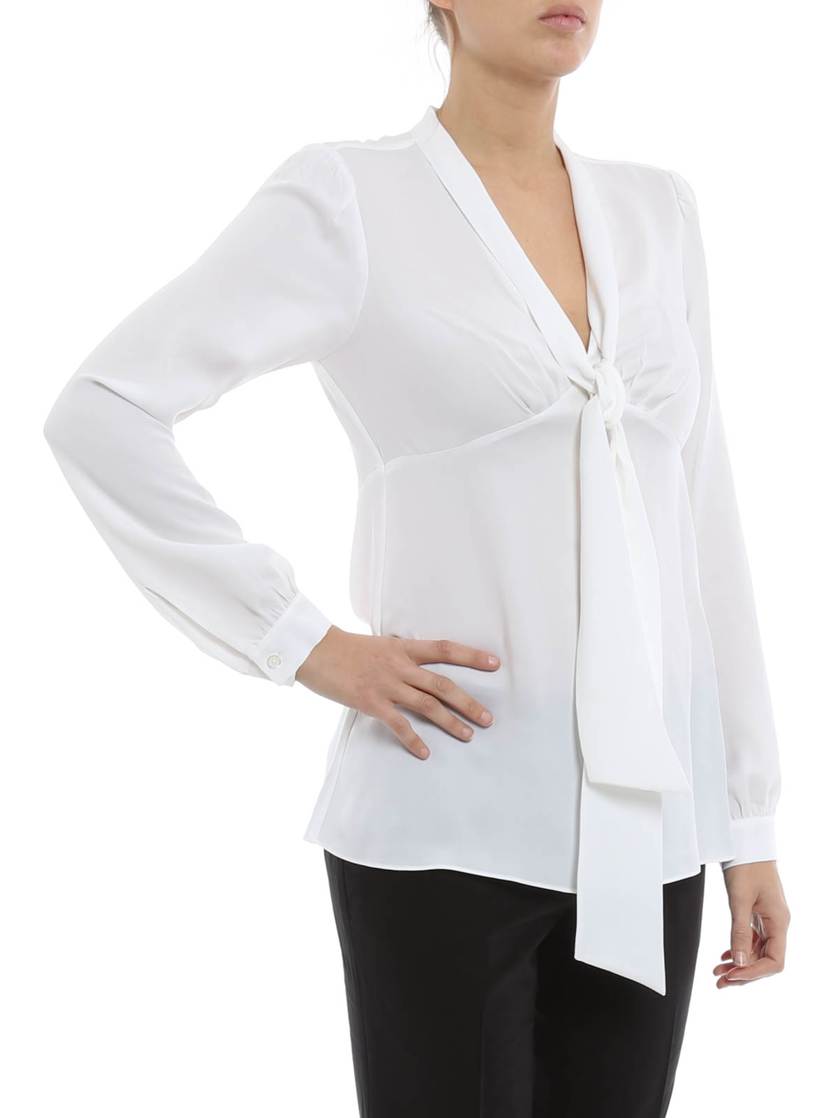 Michael kors white silk hot sale blouse