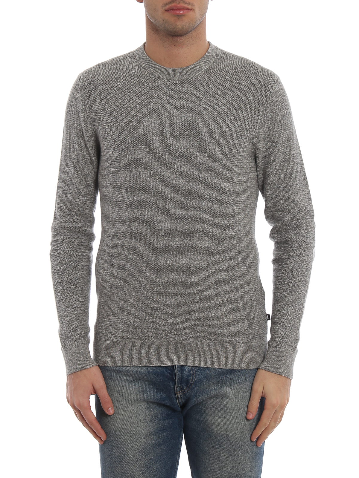Shop Michael Kors Light Grey Soft Cotton And Wool Sweater