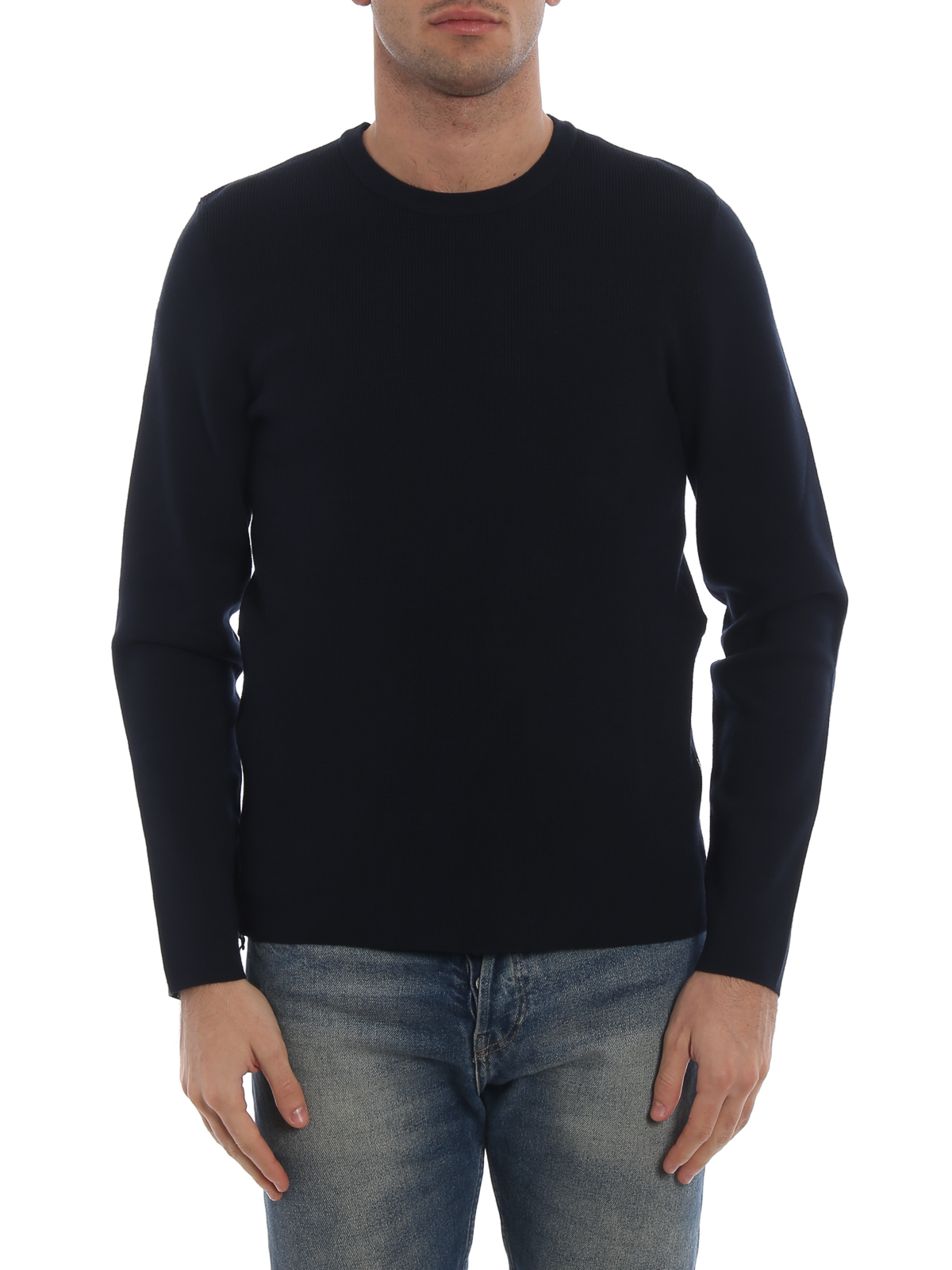 Shop Michael Kors Viscose Blend Sweater With Side Zippers In Dark Blue