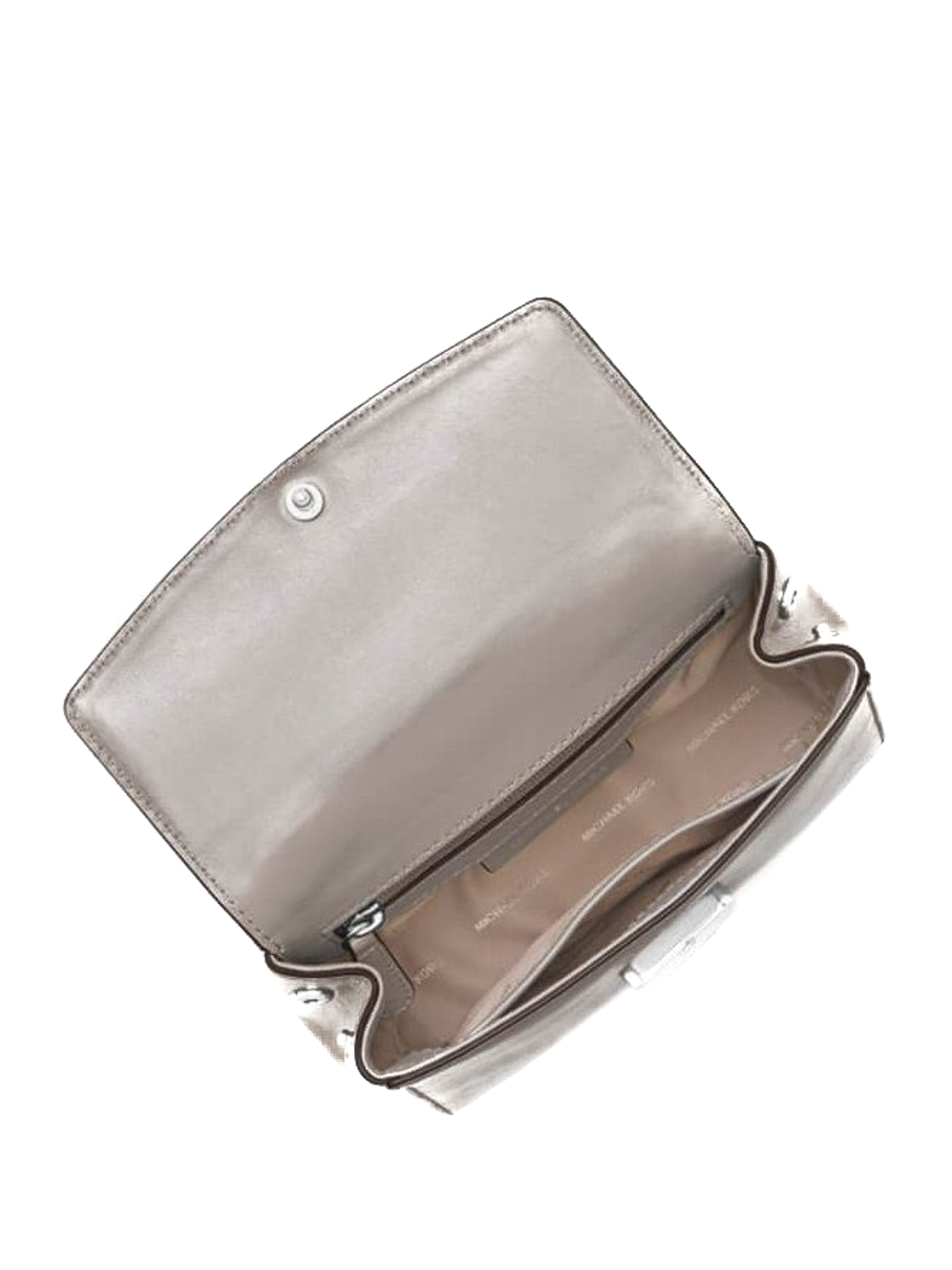 Ava Small Metallic Leather Satchel Bag, Silver