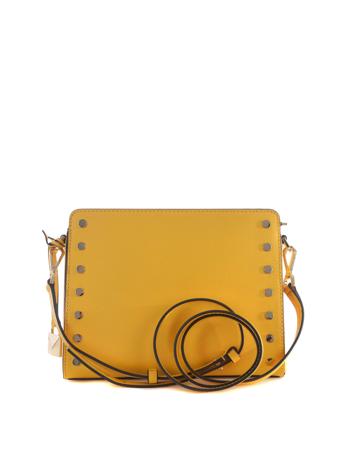 Michael Kors Saffiano Leather Studded Crossbody Bag - Yellow