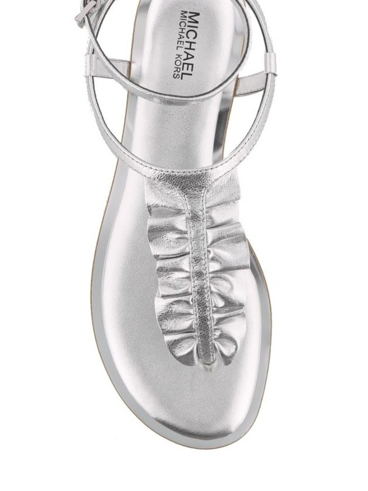 Michael Kors Logo Plate Silver Glitter Jelly Sandal  Retro Designer Wear