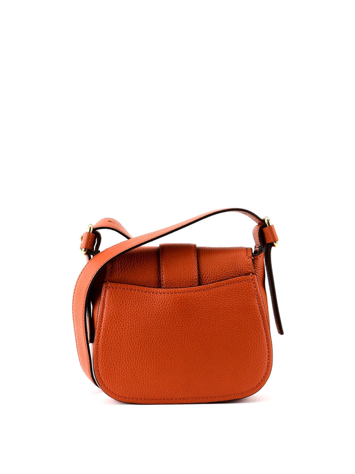 Michael Michael Kors Orange Leather Medium Maxine Saddle Crossbody