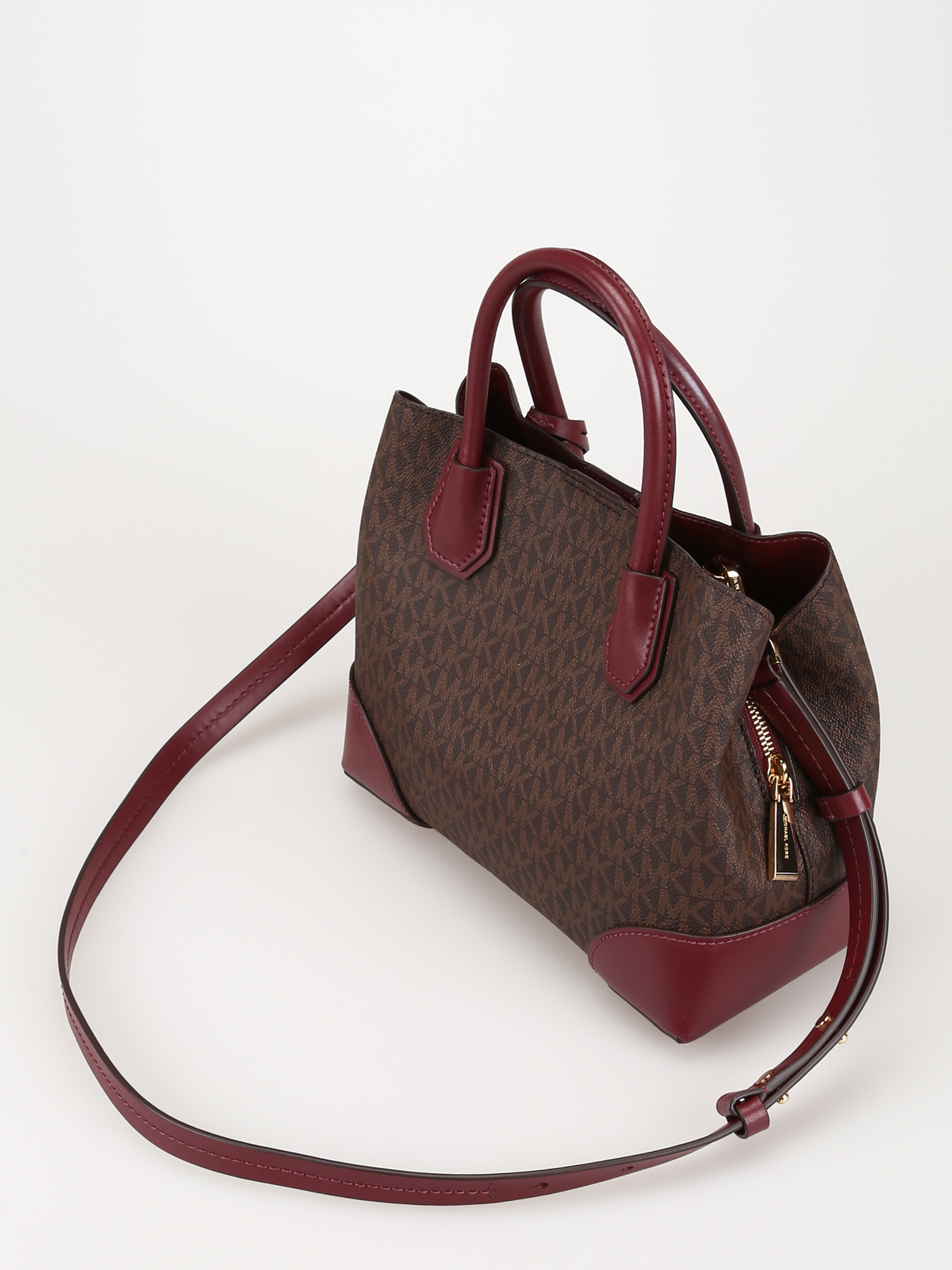 Michael Kors Brown/Burgundy Signature Coated Canvas and Leather