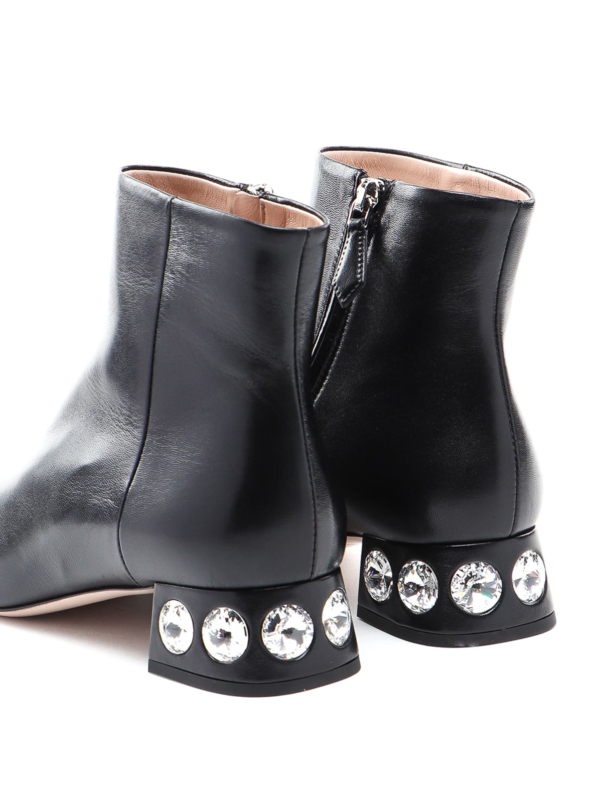 Ankle boots Miu Miu - embellished leather ankle boots 5T652C011002
