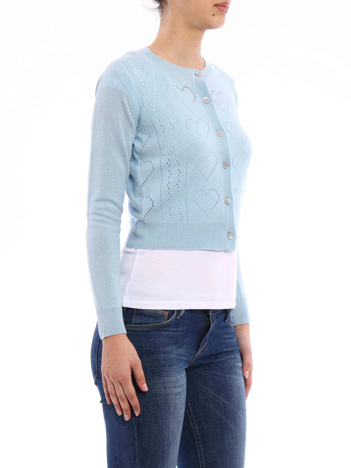 miu miu ライトブルー カーディガン 長袖 楽天市場】ミュウミュウ ニットカーディガン バイカラー